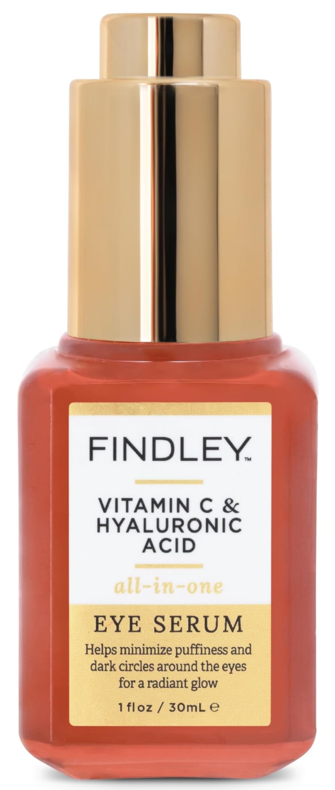 Findley Vitamin C & Hyaluronic Acid All-in-One Eye Serum | Minimizes Puffiness & Dark Circles | Radiant Glow (1 Fl Oz)-New
