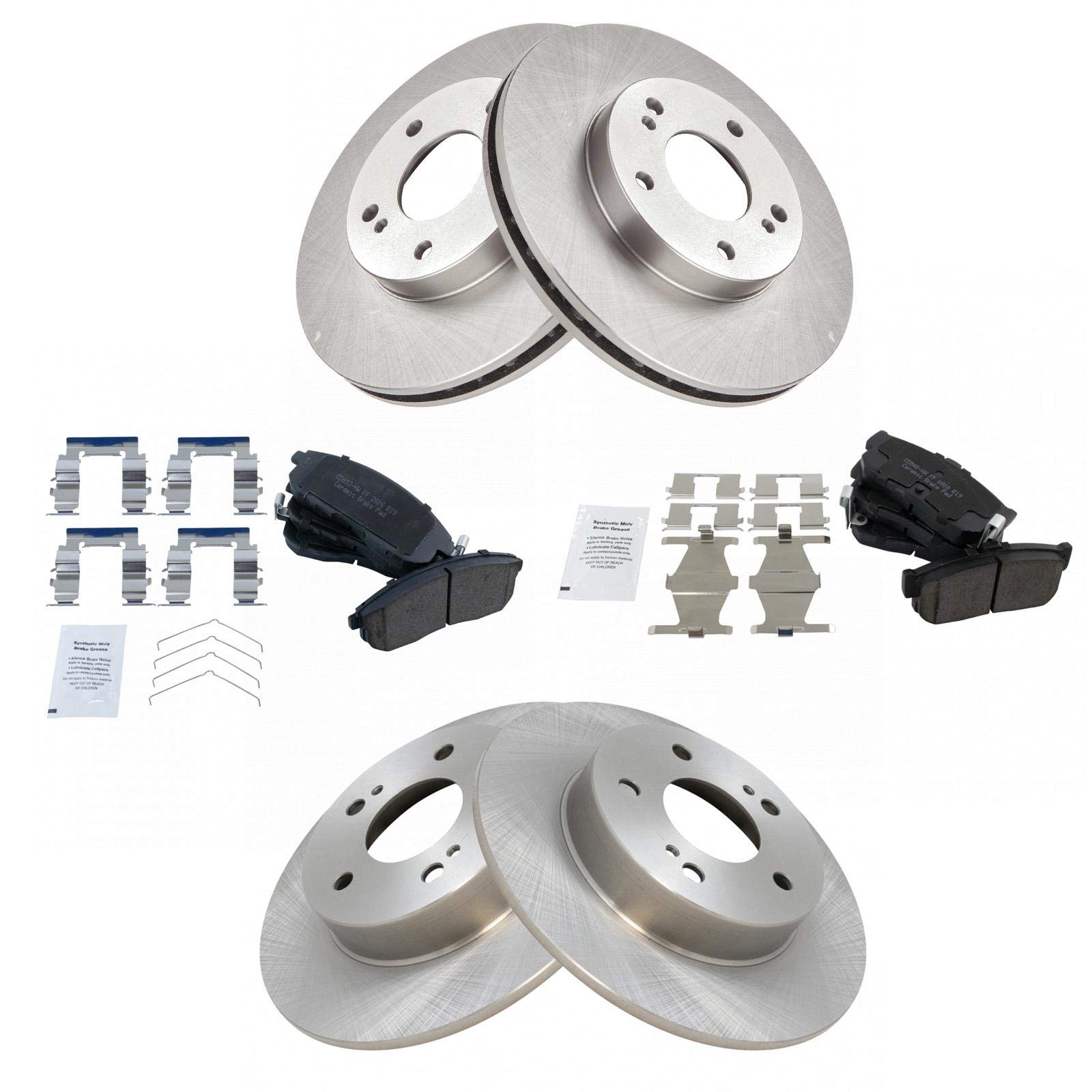 Trq Front And Rear Brake Pad & Rotor Kit Brake Pads Brake Rotor Ceramic Compatible With 1999 Nissan Maxima