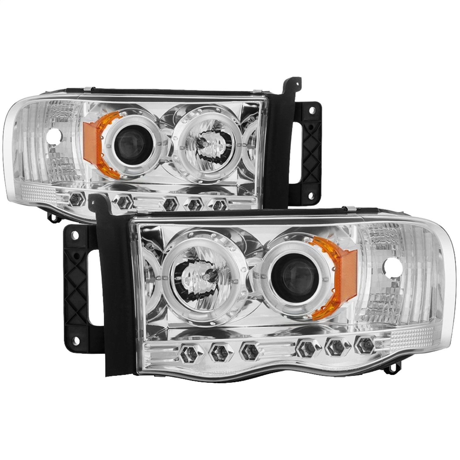 Spyder Pro-Yd-Dr02-Hl-C Dodge Ram Halo Led Chrome Projector Headlights Assembly (Sold In Pairs)