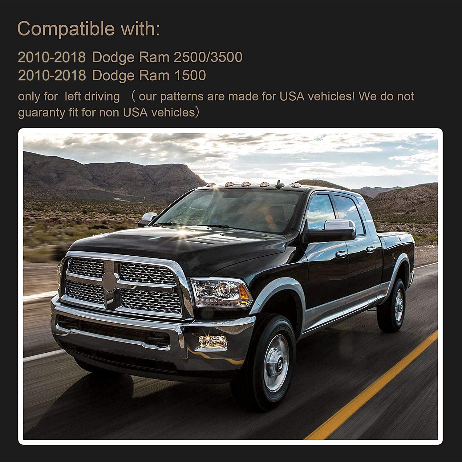 Speedwow Dashboard Dash Board Cover Mat Carpet Compatible With 2010-2018 Dodge Ram 1500 2500 3500