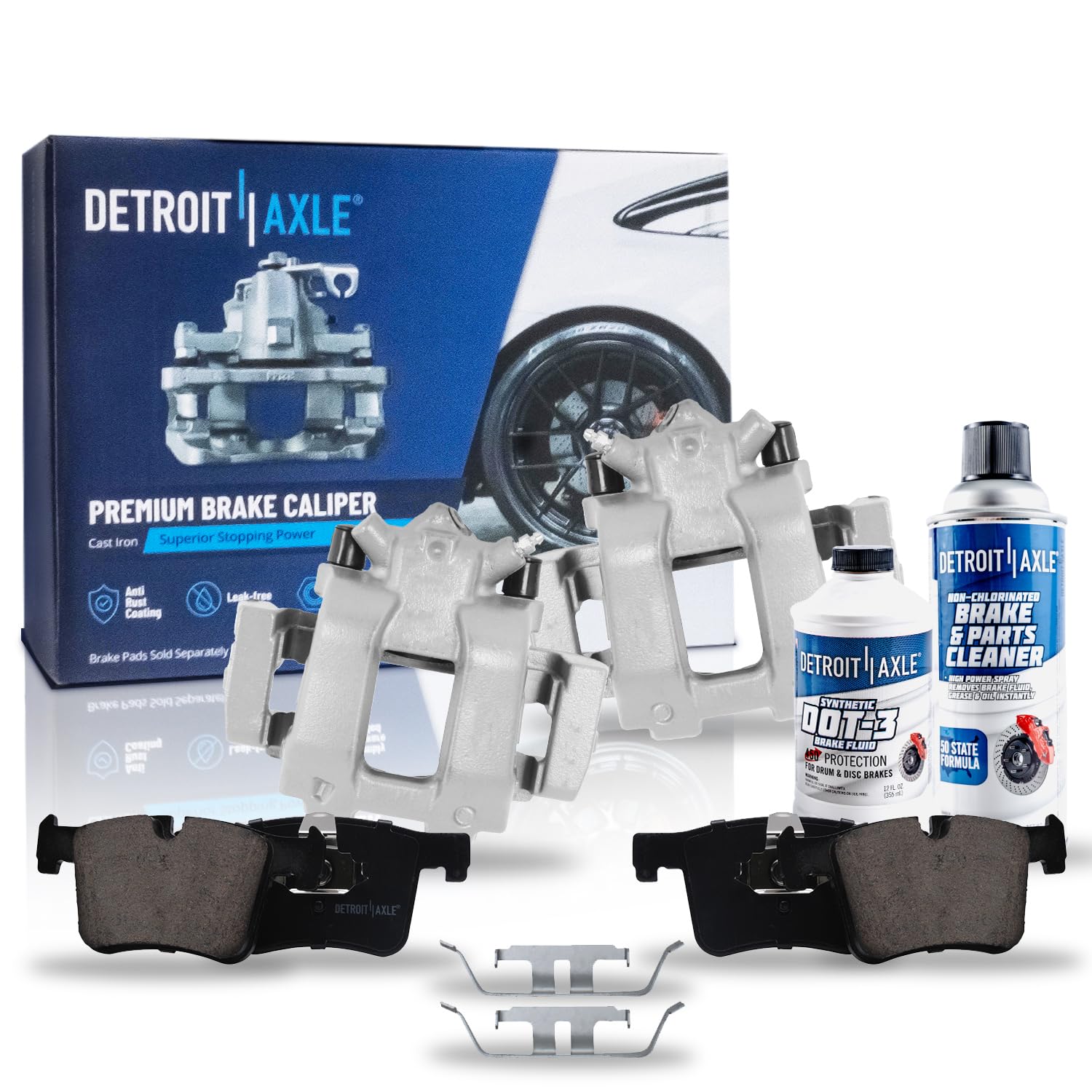 Detroit Axle - Front Disc Brake Caliper w/Bracket Ceramic Brake Pads Replacement for BMW 328i 330i 428i xDrive - 6pc Set