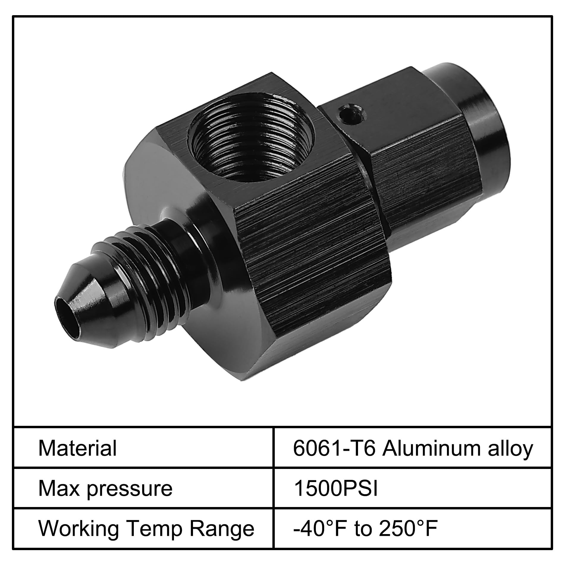 Evil Energy 3An Male Flare To -3 Female Swivel With 1/8 Npt Gauge Port Fuel Pressure Take Off Fitting Adapter Aluminum