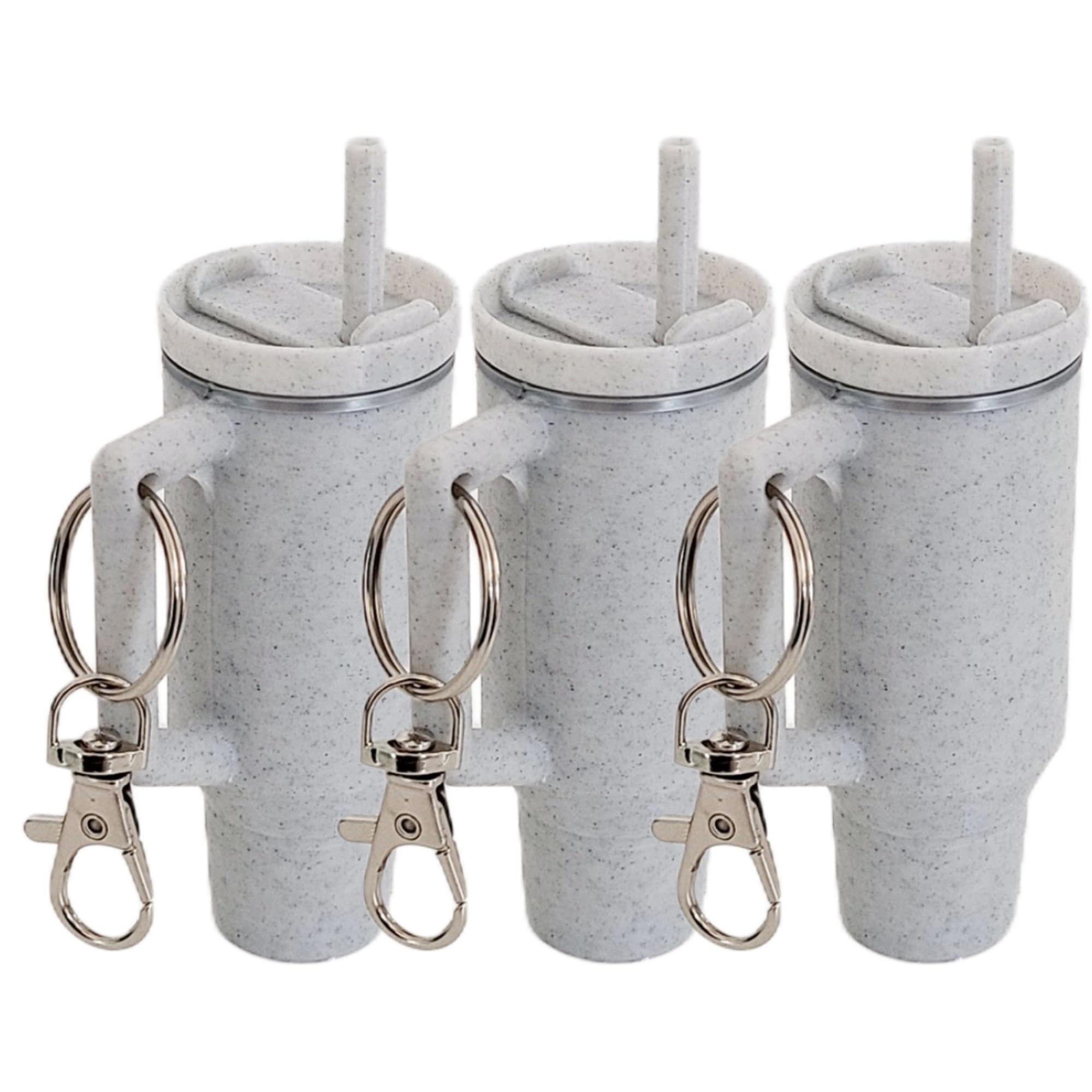 Miniature Stanley Tumbler Cup Replica Keychain - 3D Printed Desk Accessory (3 Pack: Marble)