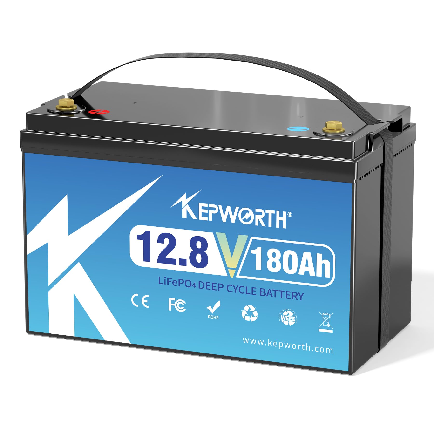 Kepworth 12.8V 180Ah Lifepo4 Battery, Rechargeable Lithium Batteries Group 31, Up To 4000+ Deep Cycles, Grade A Lithium Iron Pho