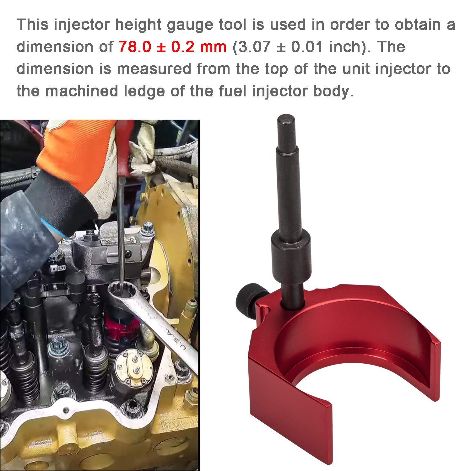 9U-7227 Injector Height Adjustment Gauge Tool & J-38587-A Engine Barring Socket Engine Turning Tool For CAT Caterpillar 3406E, C