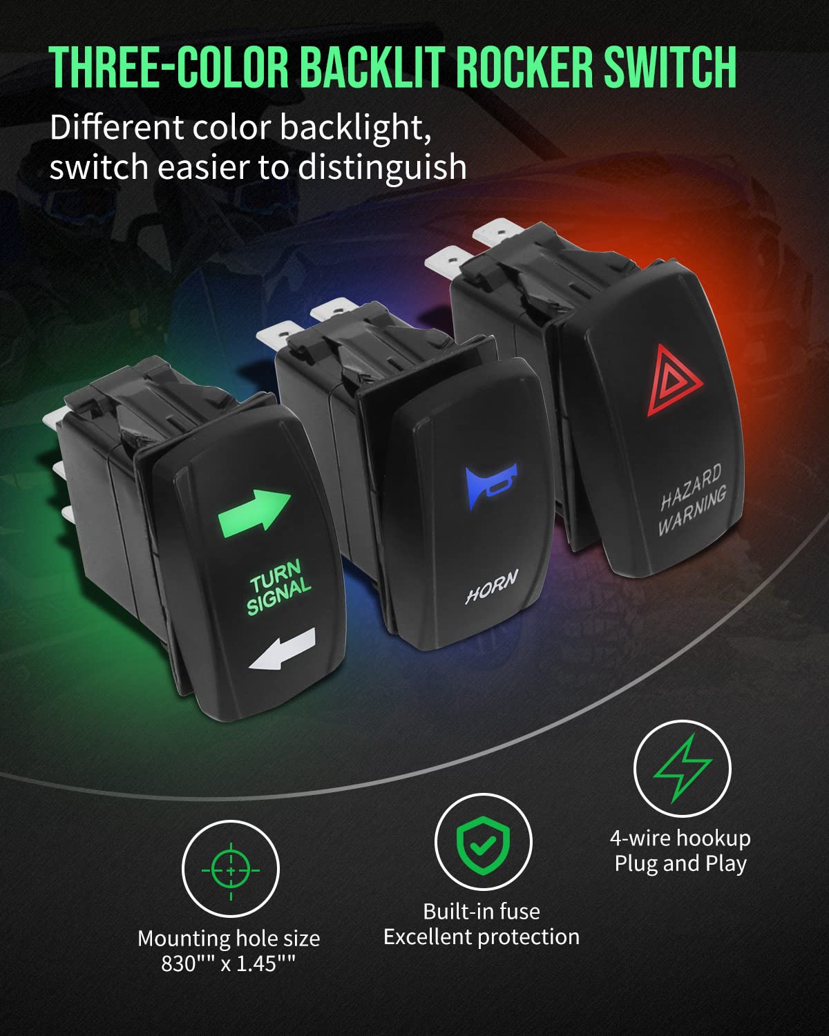 Foruly Universal Utv Turn Signal Kit, With Street Legal Kit Turn Signal Light Horn Flasher Relay. Side By Side Turn Signal Kit For Atv Sxs Polaris Dirt Bike Rzr Can-Am Kawasaki Golf Cart Dune Buggy