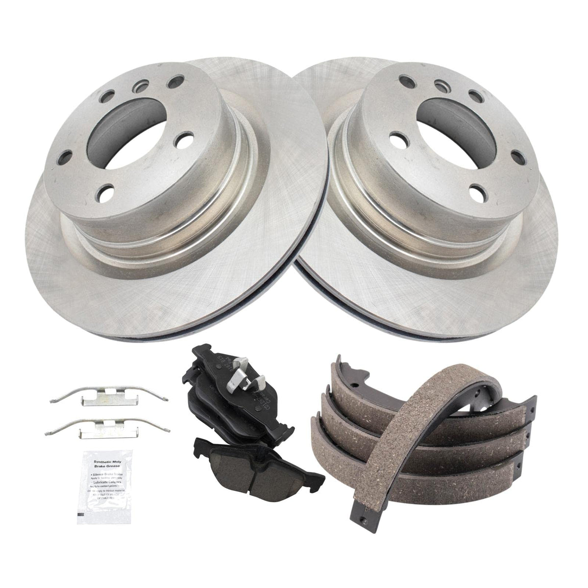 Trq Rear Brake Pad & Rotor Kit Brake Pads Brake Rotor Parking Brake Shoe Set Ceramic Compatible With 2009-2013 Bmw 128I