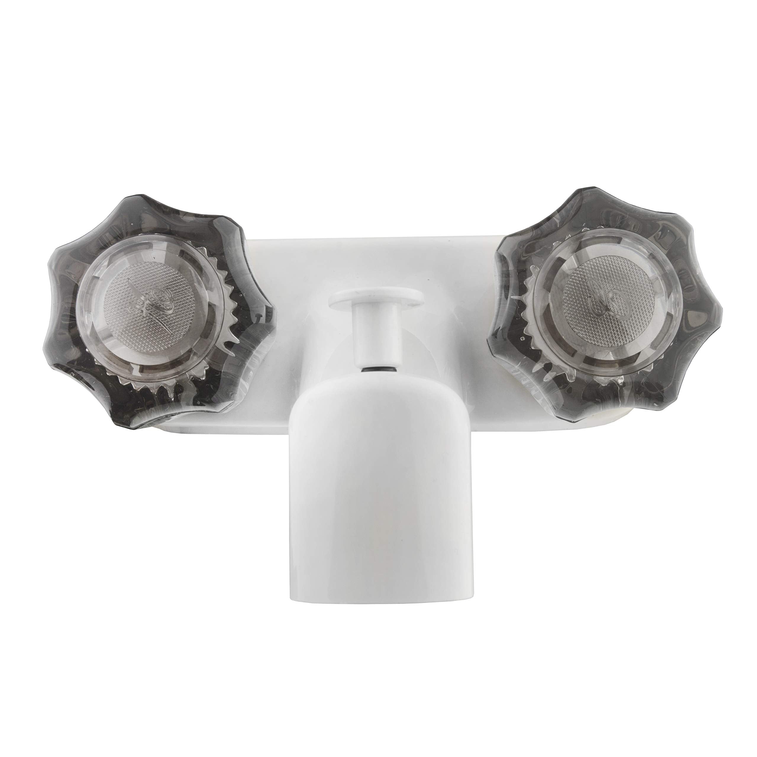 Dura Faucet Df-Sa110S-Wt Rv Tub & Shower Faucet Valve Diverter With Smoked Acrylic Knobs (White)