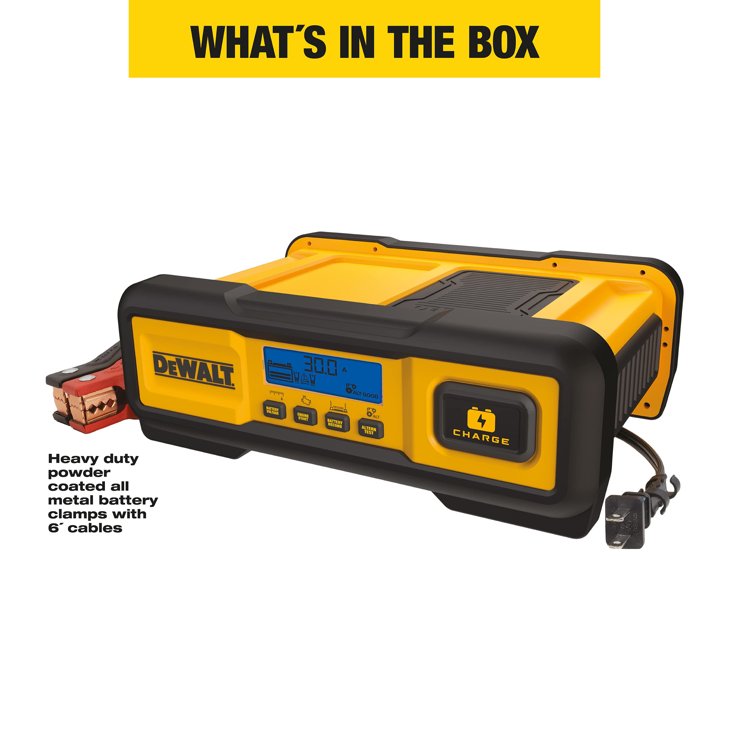 DEWALT DXAEC100 Professional 30-Amp Battery Charger and 3-Amp Maintainer with 100-Amp Engine Start