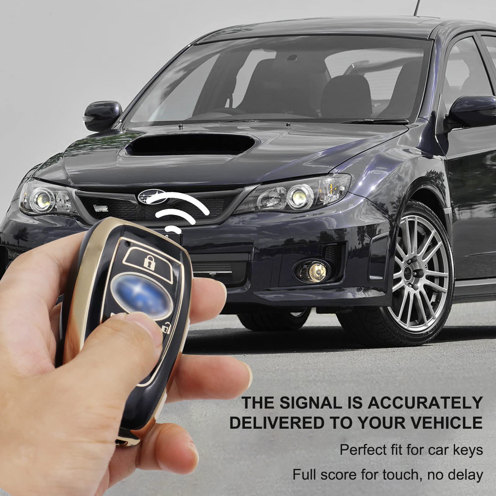 Elegananccy For Subaru Key Fob Cover, Soft Full Protection Key Case Shell With Keychain Compatible With Ascent Brz Crosstrek Forester Impreza Legacy Outback Wrx Sti Smart Key (Black)