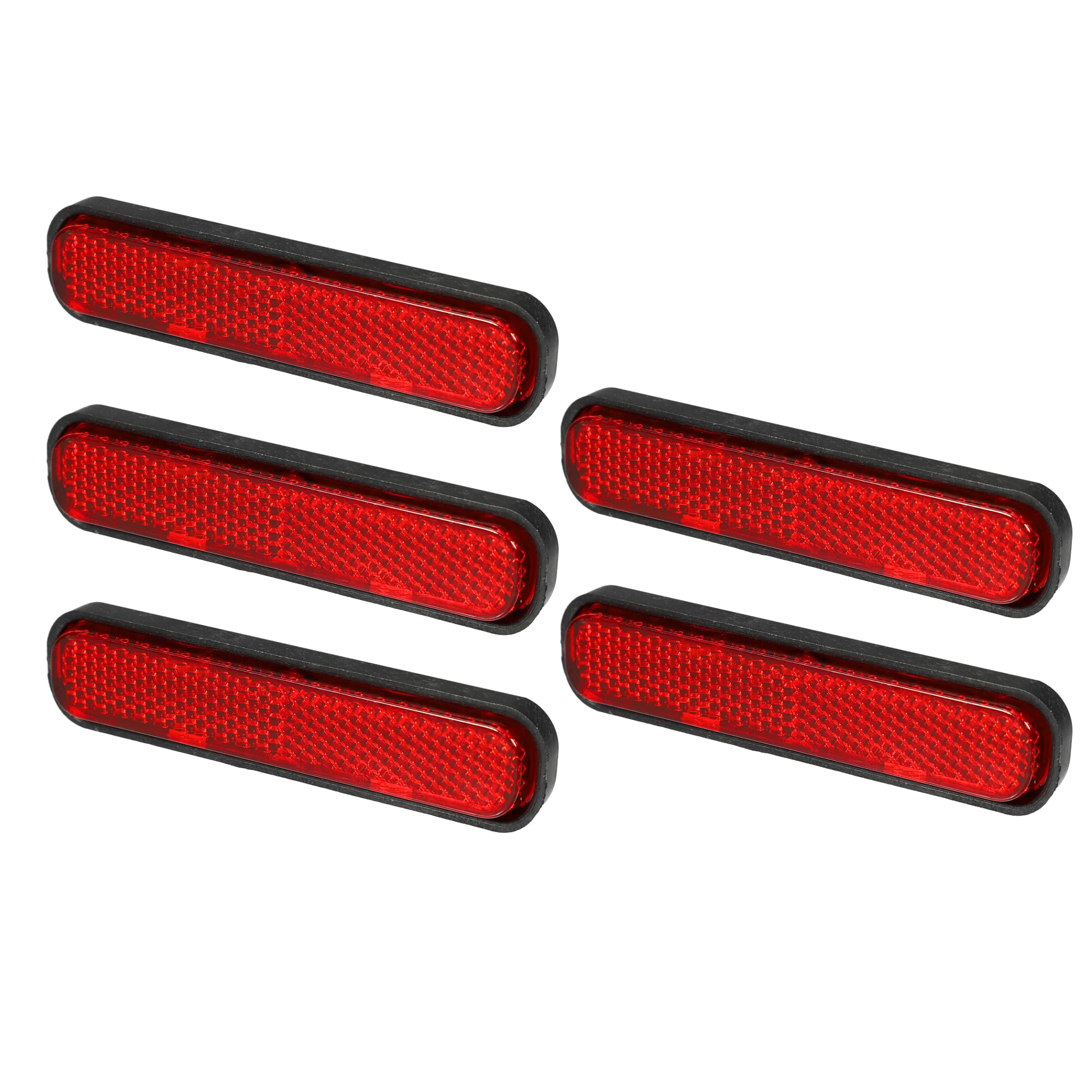 Partuto 5Pcs 3.66'X0.83' Universal Reflector - Oval Motorcycle Bike Safety Reflector Increase Visibility And Safety On The Road - Plastic Red