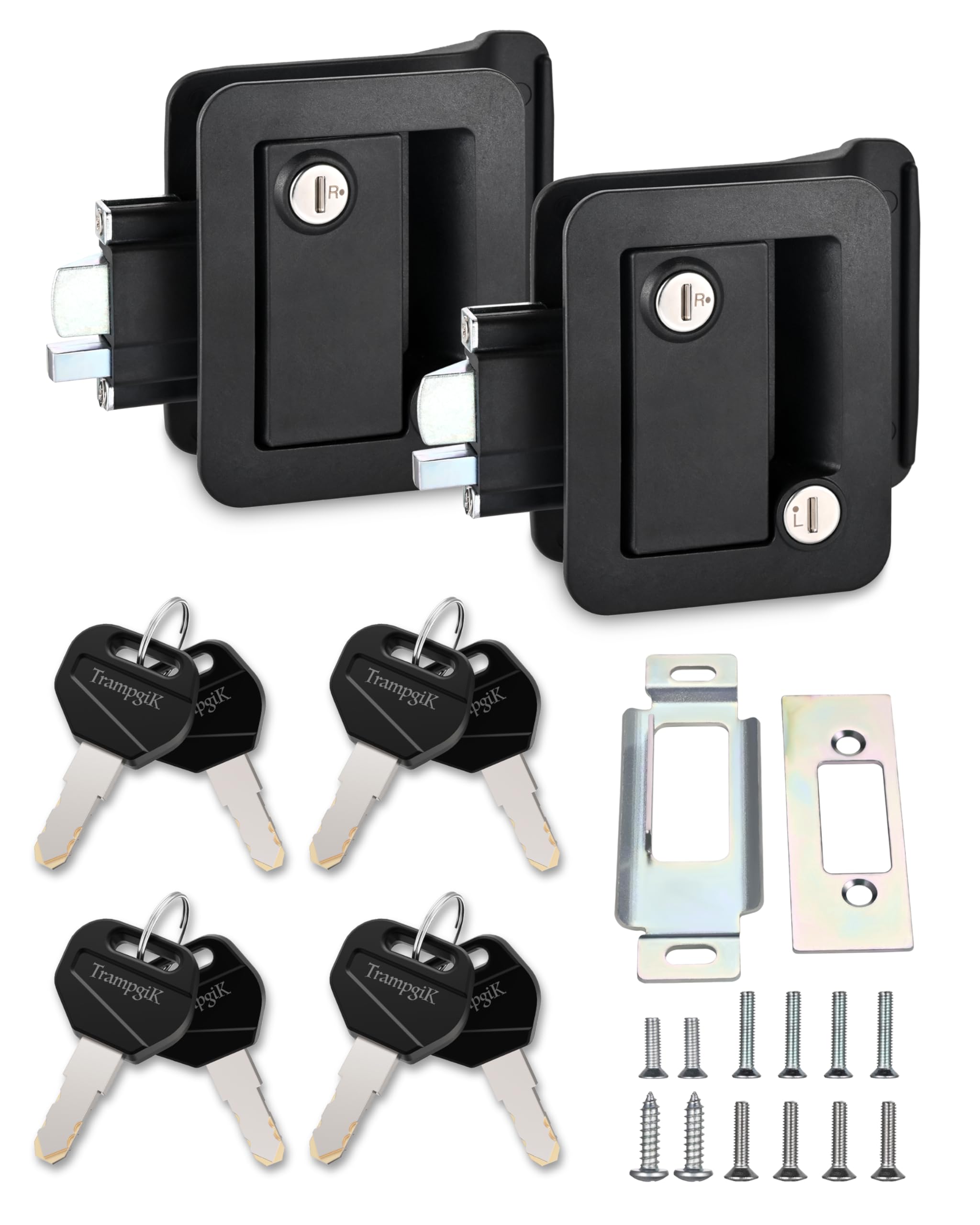 Engineering Plastic Camper Door Lock, Rv Door Lock Replacement, Fit 3.65'' X 2.95'' Hole, For Motorhome,Rv Camper,Entrance Front