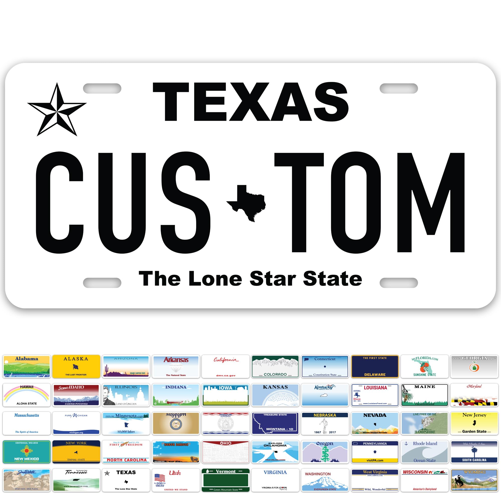 Custom Texas License Plate, Personalized License Plates For Car, 6X12 Inch, Rust-Free Fade Resistant Aluminum, Usa Made By My Si