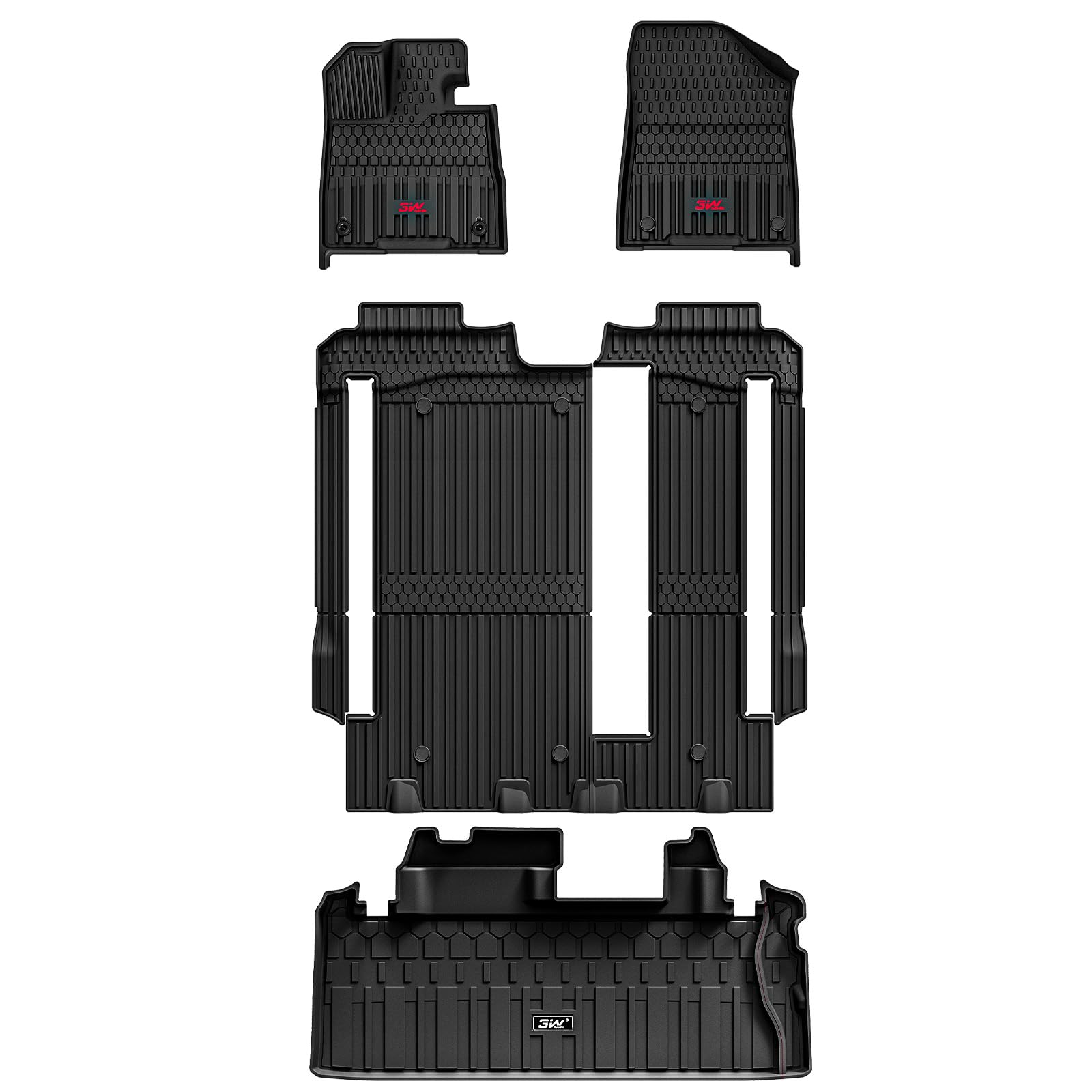 3W Floor Mats&Cargo Liner Fit Toyota Sienna 2021-2025 (Only For 8 Seat), Tpe All Weather Custom Fit Floor Liner For Sienna 1St,