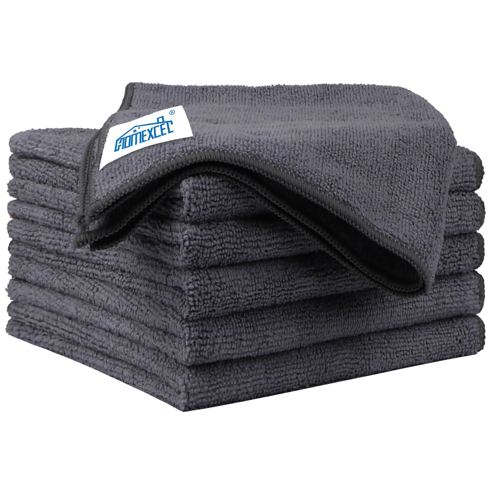Homexcel Grey Microfiber Cleaning Cloth 6 Pack, 12.5 X 12.5 Inch Microfiber Towels For Cars, Ultra Absorbent Car Washing Cloth,