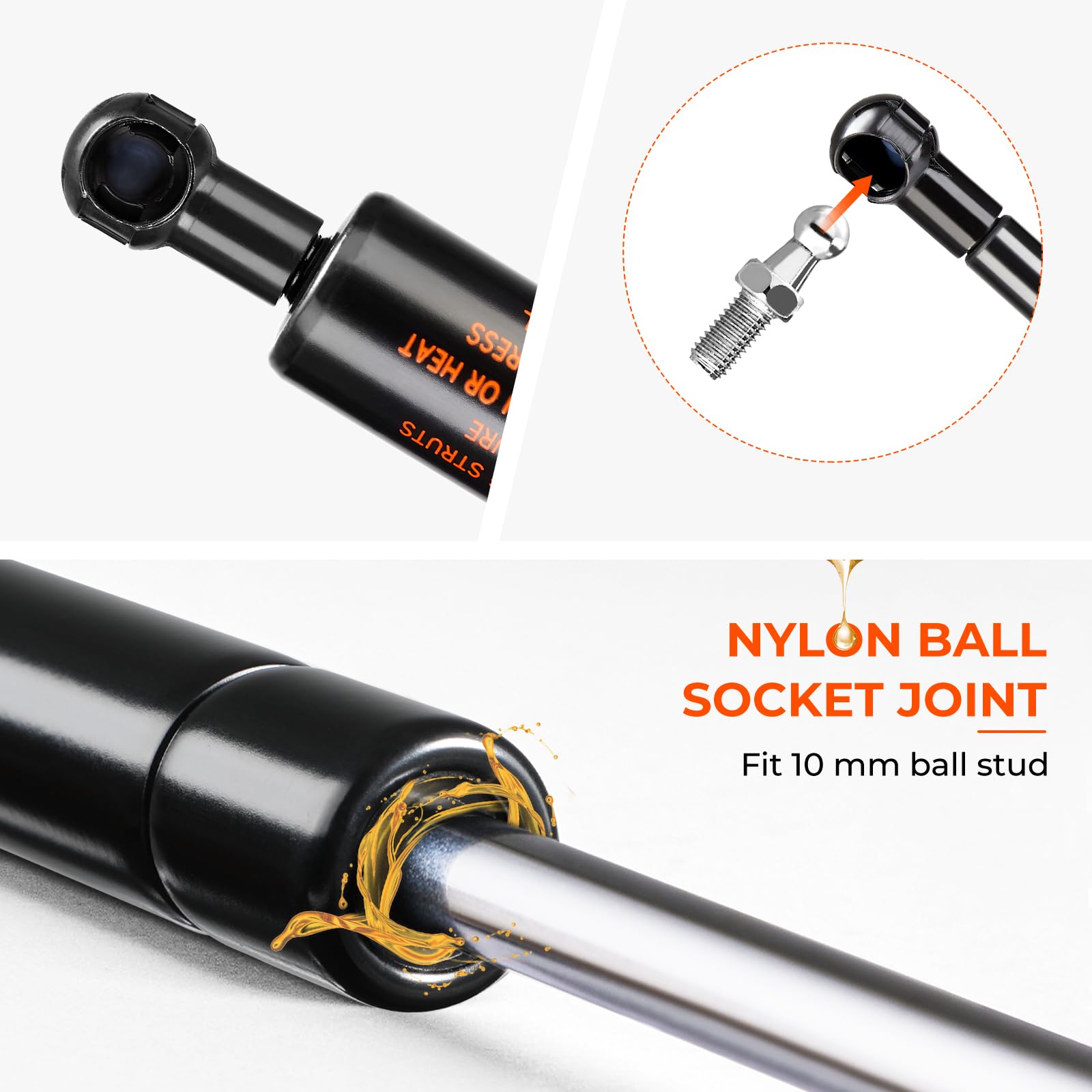 713119 26 Inch 80 Lbs Gas Struts, 26'' Gas Spring Prop For Tonneau Cover Pick-Up Bed Cover Trailer Hatch Door Boat Engine Cover