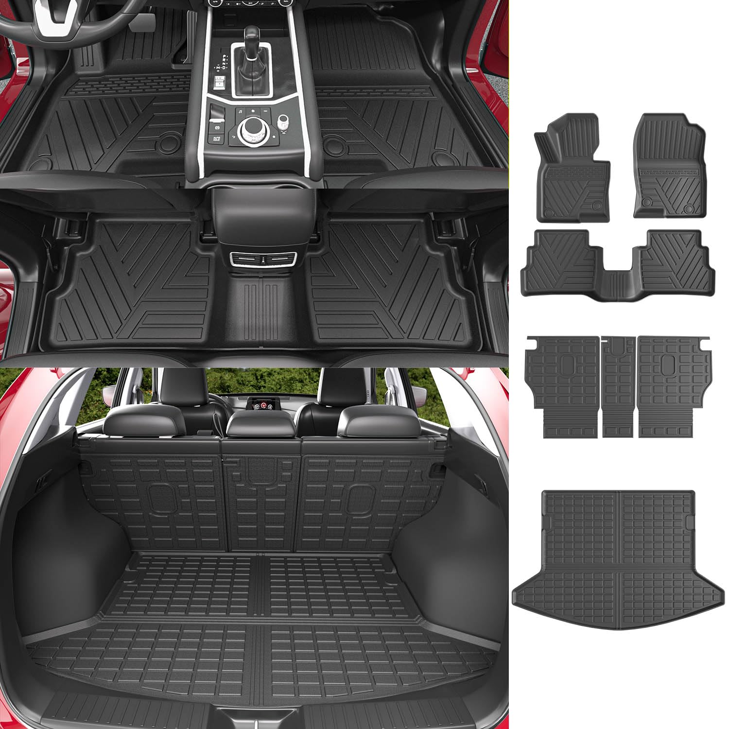 Powoq Floor Mats Compatible With 2017-2022 Mazda Cx-5 Trunk Mat Tpe Backrest Mat Replacement For Mazda Cx-5 2017-2022 Accessorie