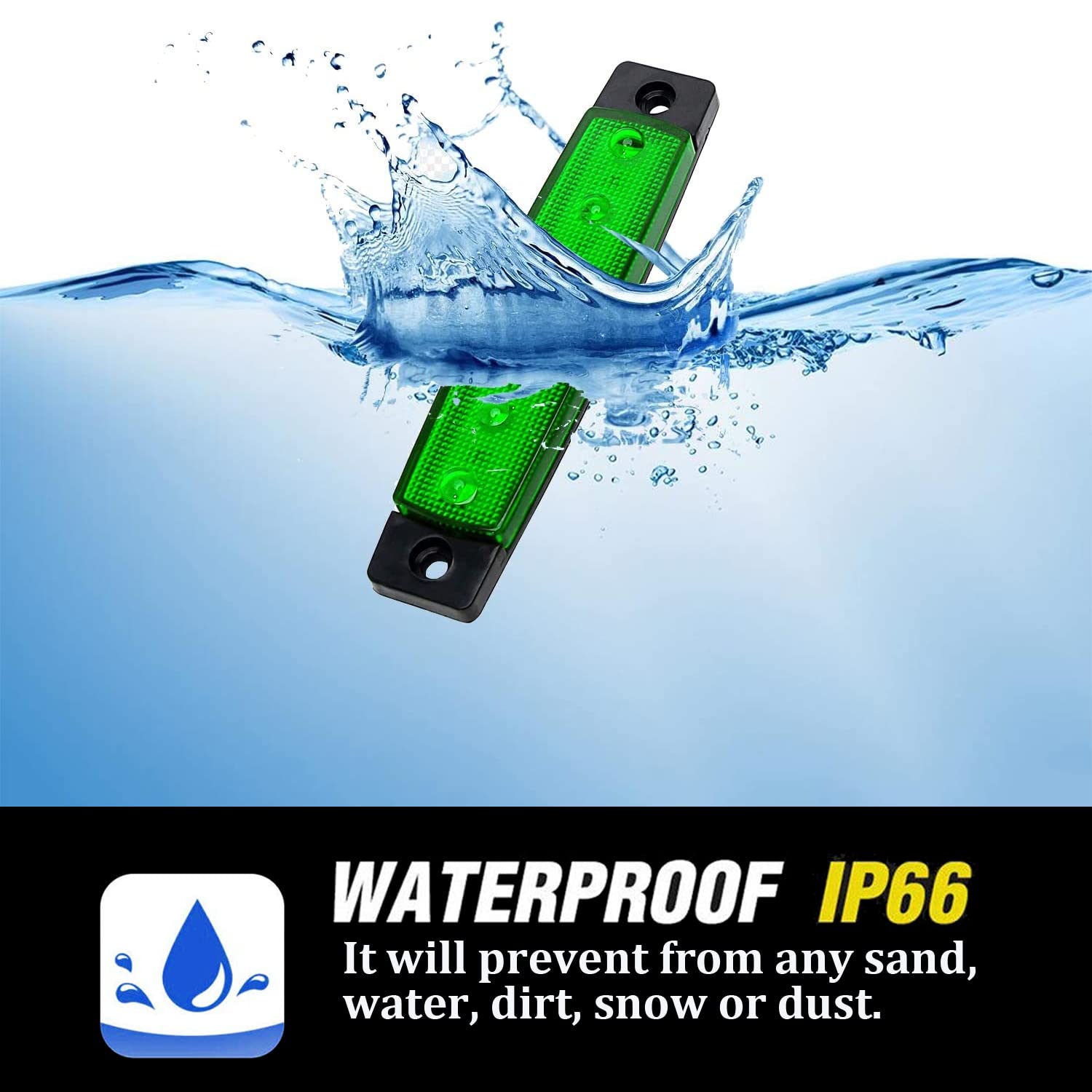 Fxc 10X 6 Led Clearence Truck Bus Trailer Side Marker Indicators Light Tail Taillight Brake Stop Lamp 12V (Green)