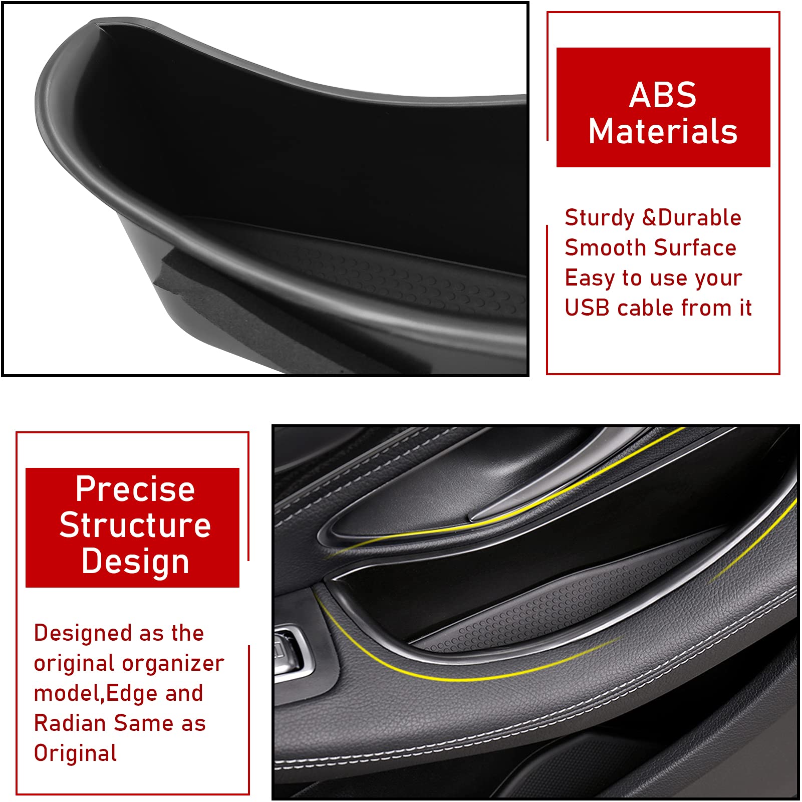 Ttcr-Ii Compatible With Mercedes C Class Door Handle Organizer 2015-2021 (For Sedan Only), Glc Class Door Handle Storage Box 201