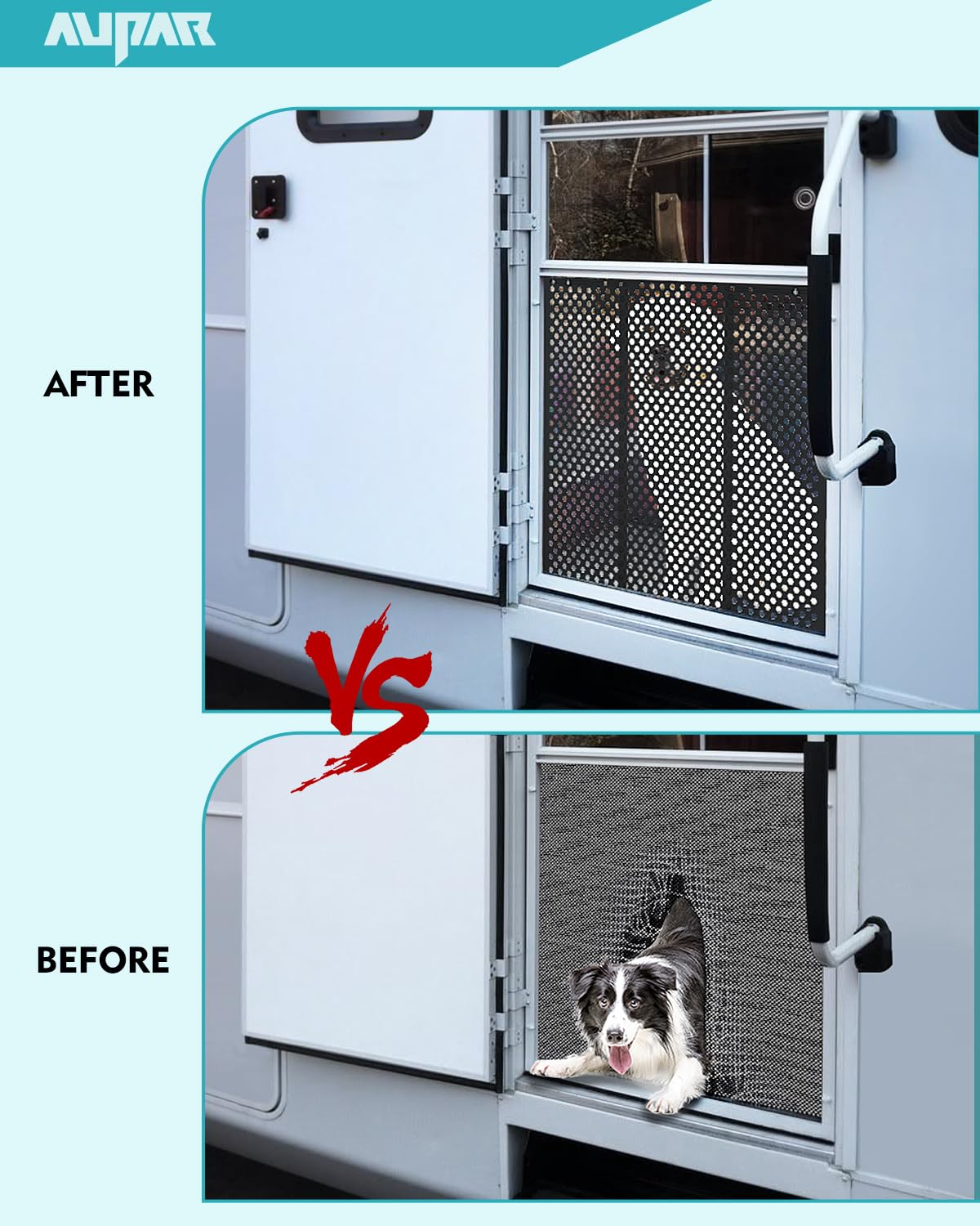 Aupar Aluminum Alloy RV Entry Screen Door Grille Adjusts from 22- 31.5, Adjustable RV Door Screen Protector, Black