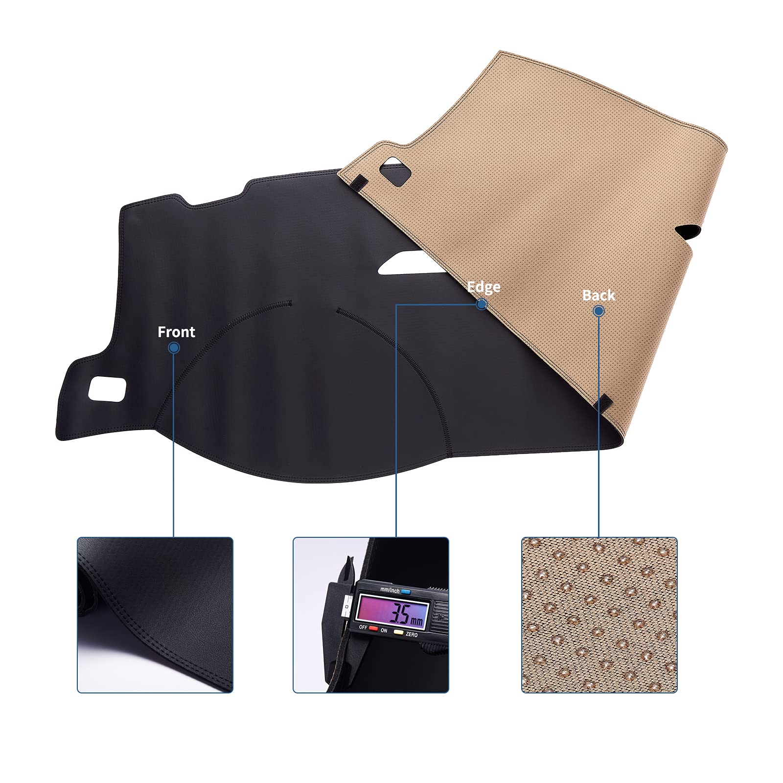 Bdfhyk Dashboard Dash Cover Pu Dash Mat Compatible With 2007-2014 Tahoe Suburban, Yukon Sierra And 2007-2013 Avalanche Silverado 1500 Ltz