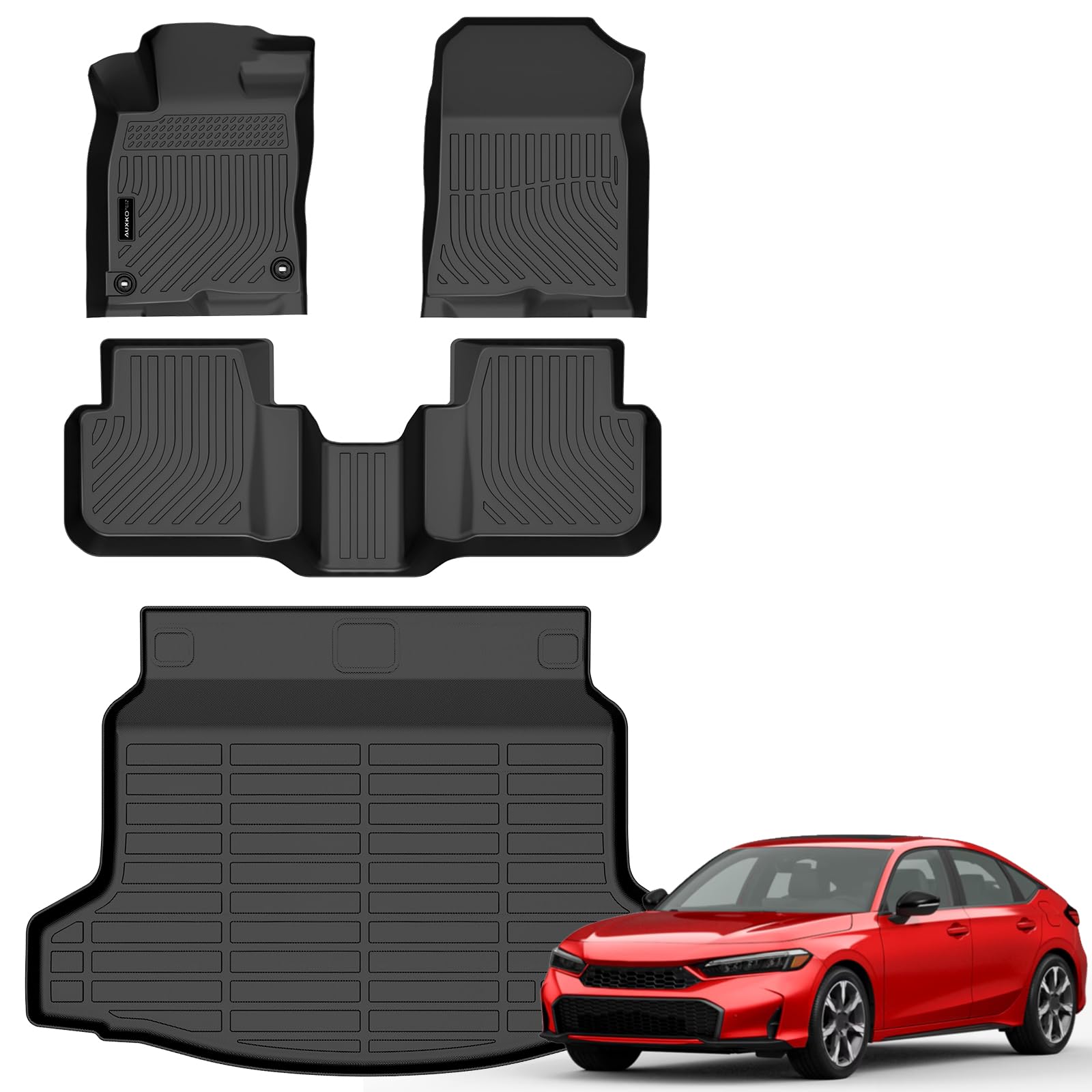 Auxko All Weather Floor Mats Cargo Mat Fit for 2025 2026 Honda Civic Hybrid Hatchback (Not Sedan) Accessories Odorless Anti-Slip