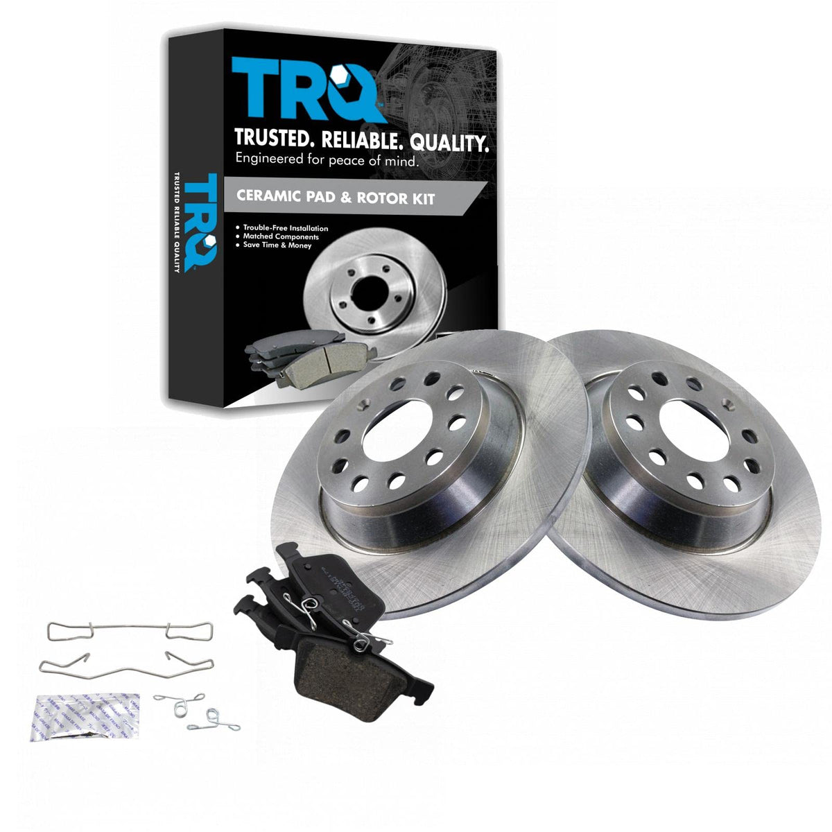 TRQ Rear Brake Pad & Rotor Kit Brake Pads Brake Rotor Ceramic Compatible with 2016-2021 Audi TT Quattro 2019-2021 Volkswagen Jet
