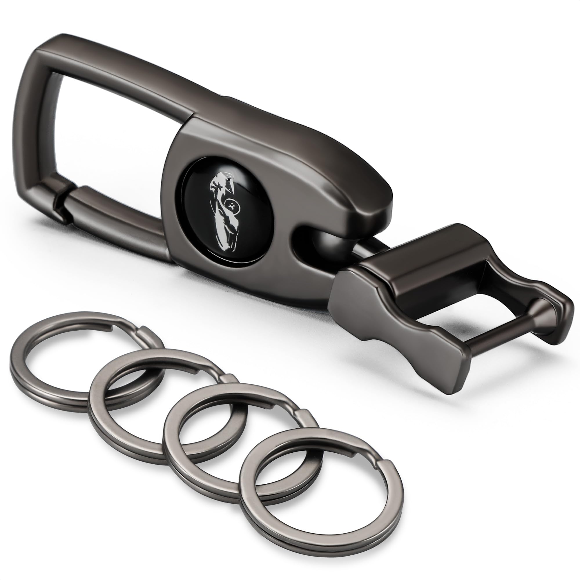 Keychain Carabiner For Keys, Heavy Duty Car Key Chain With 4 Key Rings Quick Release -Keychains Organizer For Men And Women - Da