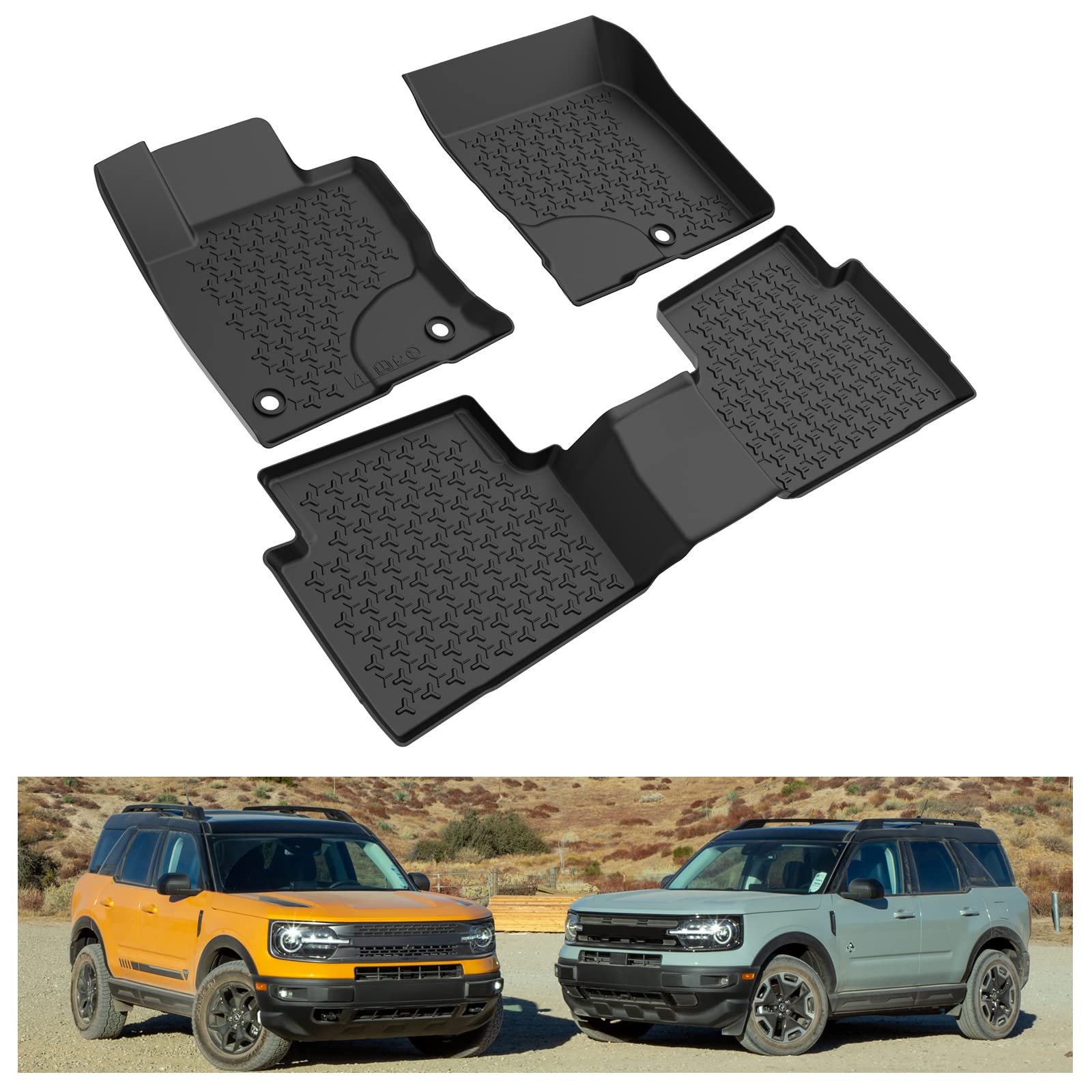 Kiwi Master Floor Mats For 2021-2025 Ford Bronco Sport Oem Replacement Mp1Z-7813300-Aa All Weather Custom Fit Liners Front & Rea