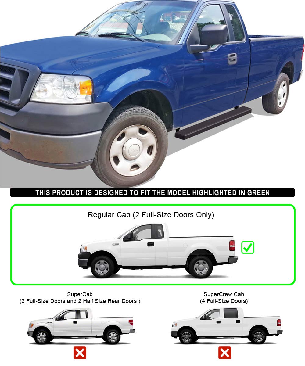 APS Running Boards (Nerf Bars Side Steps Step Bars) Compatible with Ford F150 2004-2008 Regular Cab (Exclude 04 Heritage) (Black