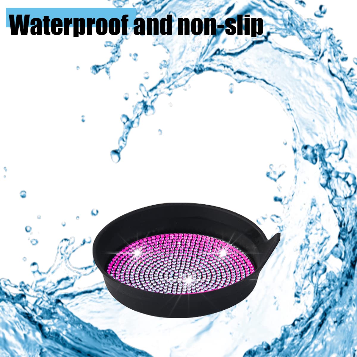 Zipelo Bling Car Cup Coaster, 2 Pack Universal Vehicle Anti-Slip Cup Holder Insert Coasters, Crystal Rhinestone Silicone Shockpr