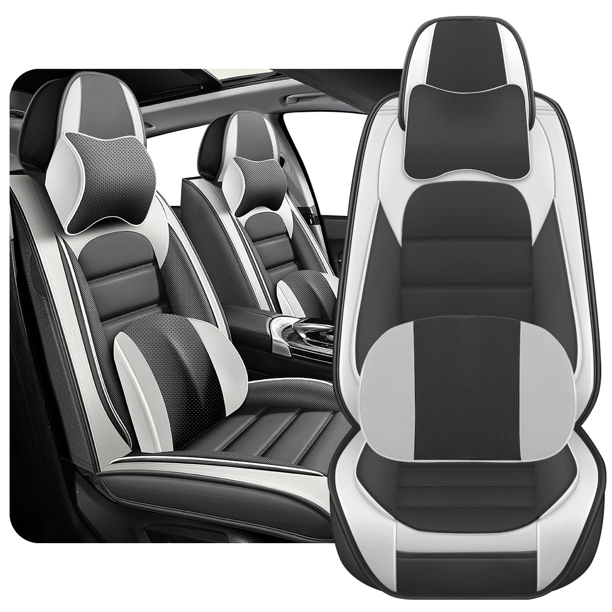 Seat Covers Front, Seat Cover for Truck GMC Sierra Chevy Silverado1500 2500/HD 3500/HD 2007-2024, Napa Leather Seat Protectors, 