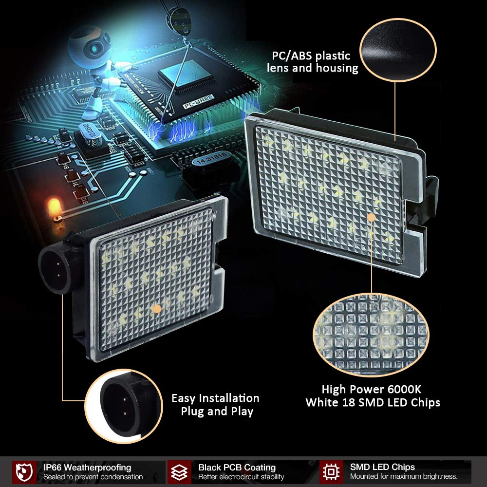 D-Lumina Led License Plate Lights Assembly Compatible With 2014-2024 Dodge Durango Pickup Truck, 6000K White 2-Pieces