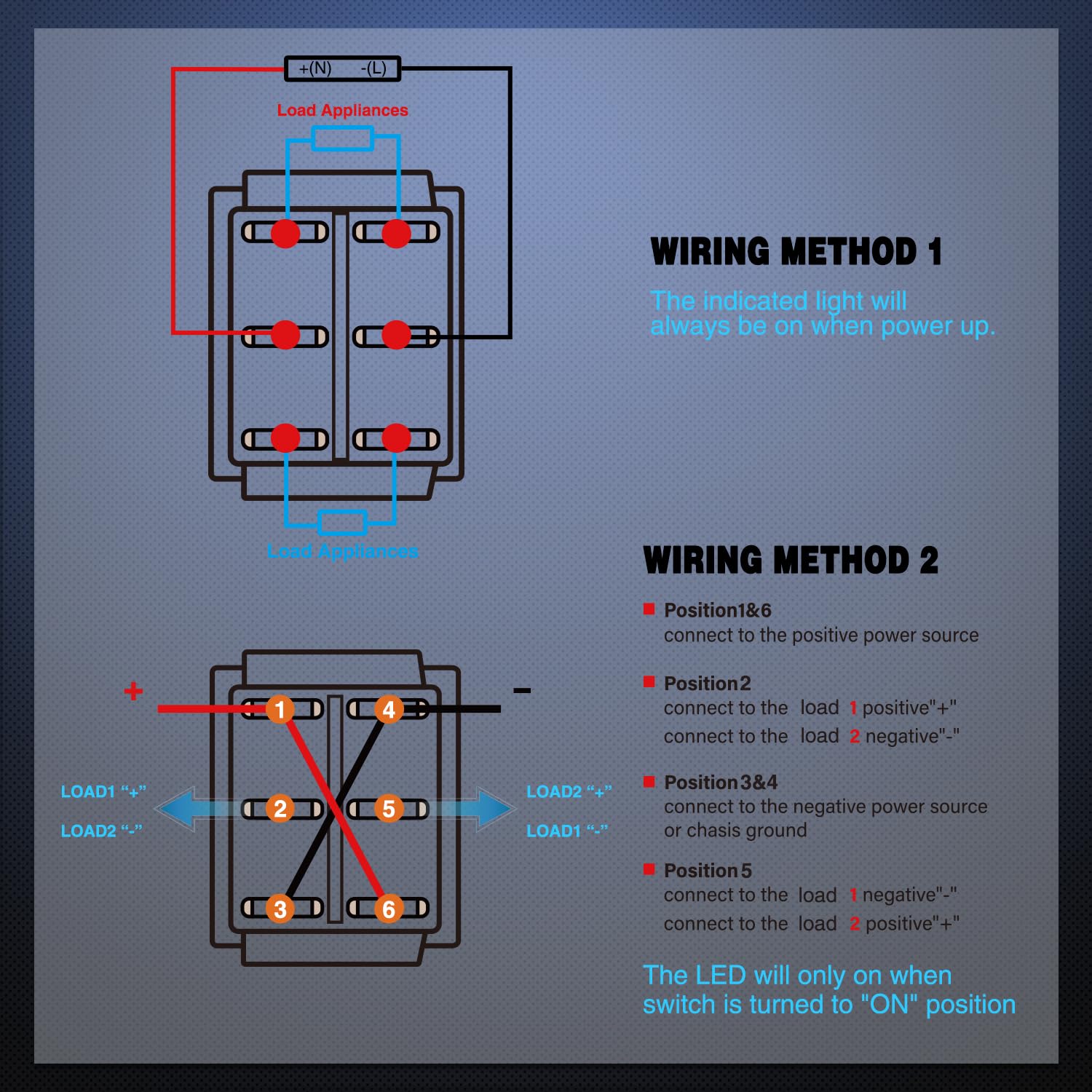 Nilight 6Pin On Off On Rocker Switch 2Pcs Red Led Lighted Ip67 Waterproof Dpdt 3 Position Latching 20A 12Vdc 125Vac Toggle Switc