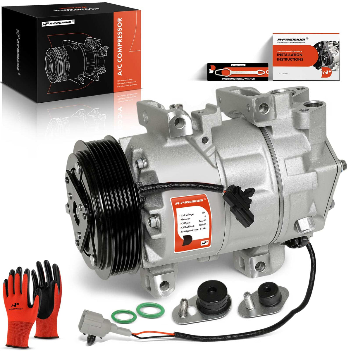 A-Premium Air Conditioner AC Compressor with Clutch Compatible with Nissan Altima 2.5L 2007 2013-2018, Rogue 2.5L 2014-2020, VCS