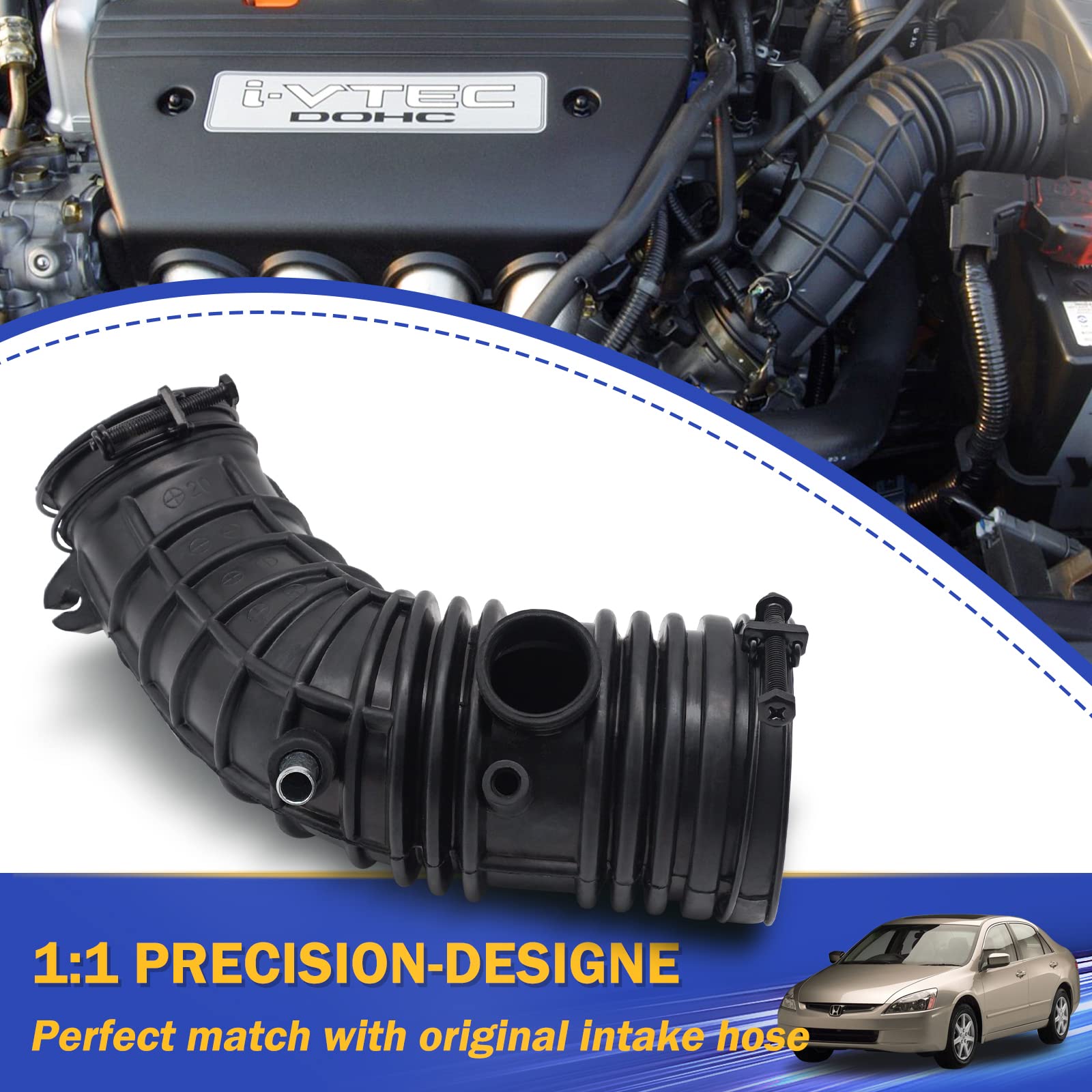 Air Intake Hose Cleaner Tube With Clamps For Honda Accord L4 2.4L 2003 2004 2005 2006 2007 (Oem# 696-739 17228-Raa-A00)