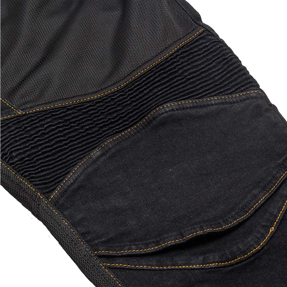 2019 Men Motorcycle Riding Jeans Armor Racing Cycling Pants With Upgrade Knee Hip Protector Pads (Black, L=32)