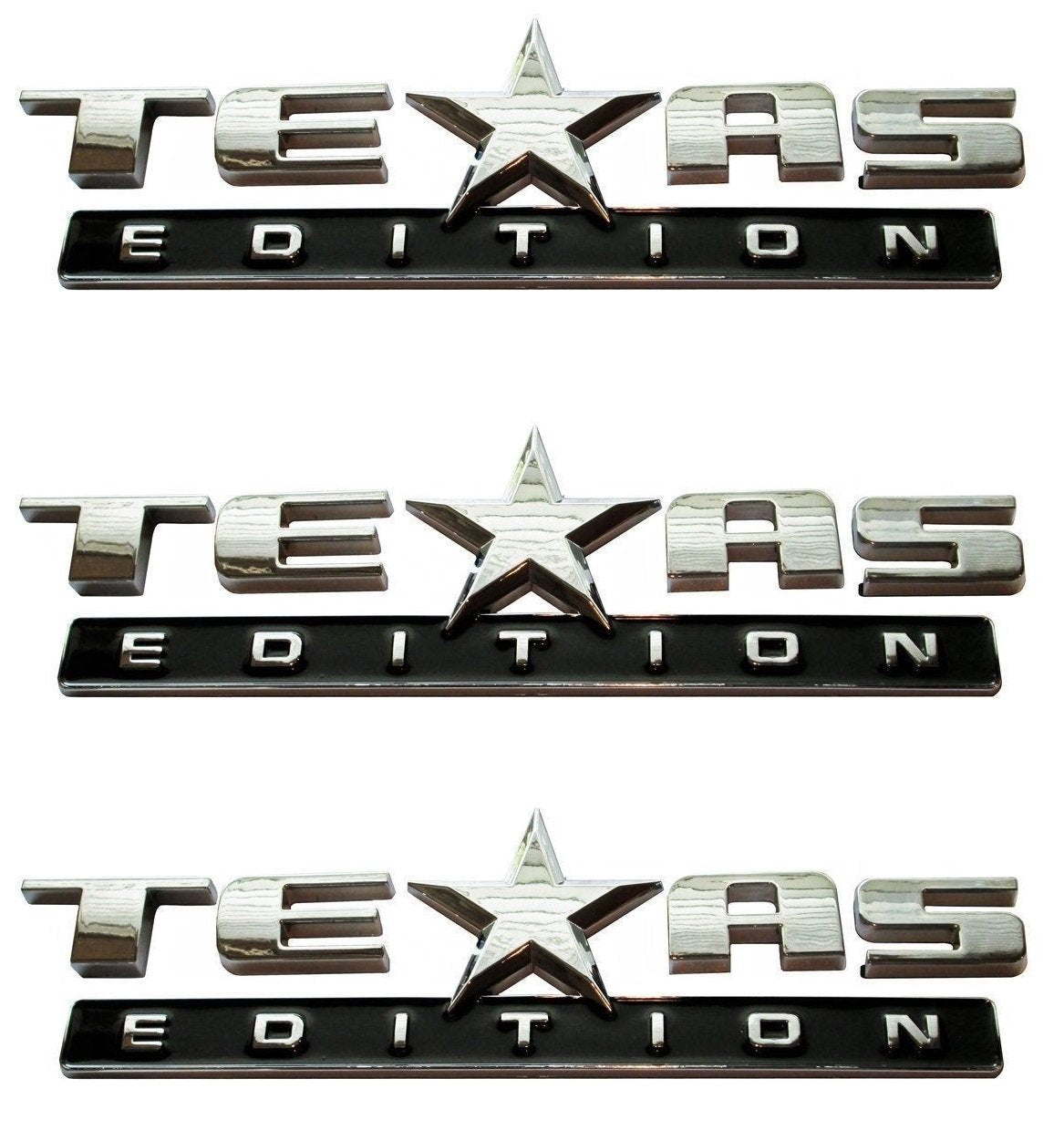 Muzzys (Set Of Three) Texas Edition 3M Stick On Emblem Badge Fits Gmc Sierra Chevy Silverado Suburban Tahoe Ford F150 Dodge Ram Nissan Titan Truck
