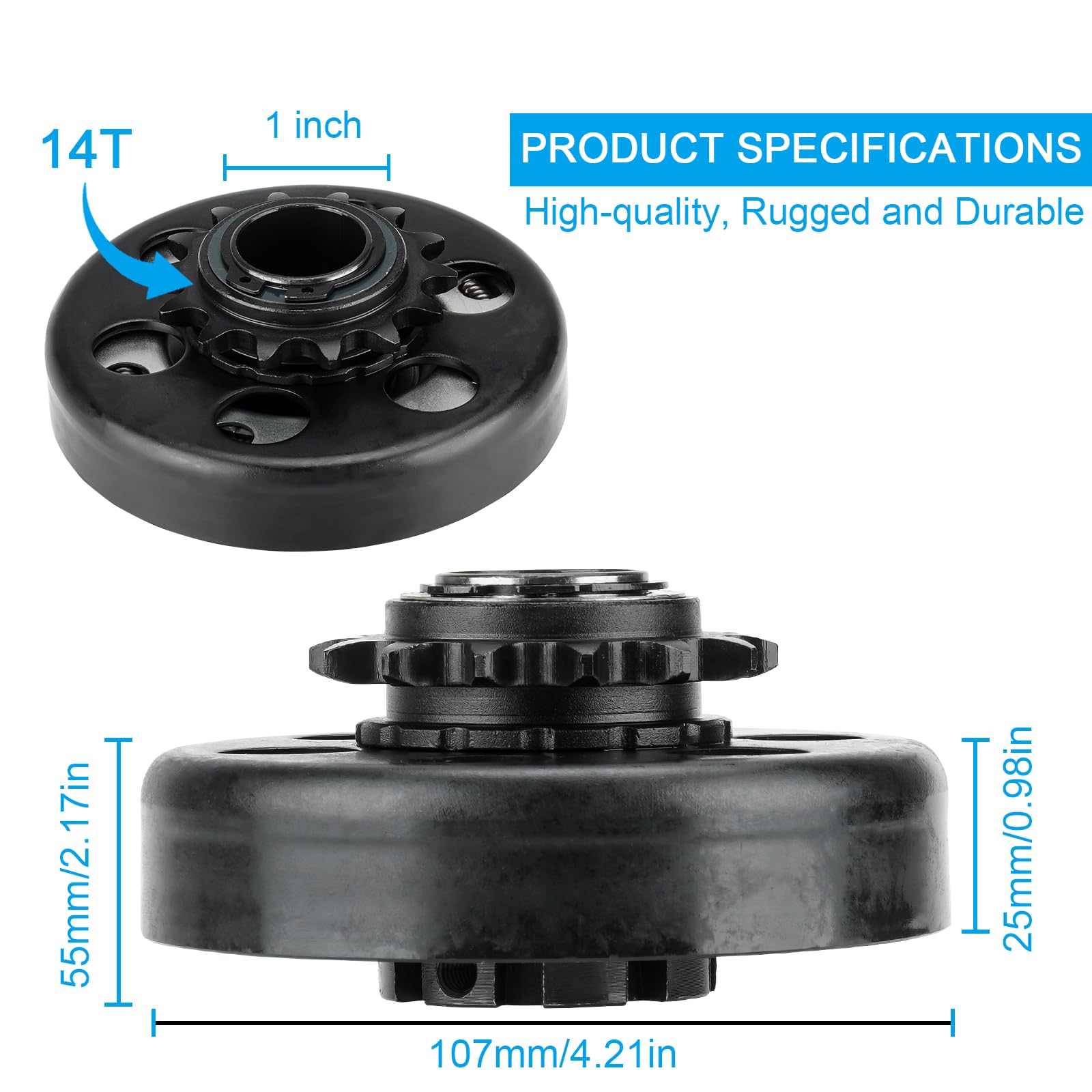 Youxmoto Go Kart Clutch 1'' Bore 14 Tooth For #40/41/420 Chain Predator 212 Centrifugal Clutch 14T For Go Kart Minibike And Fun