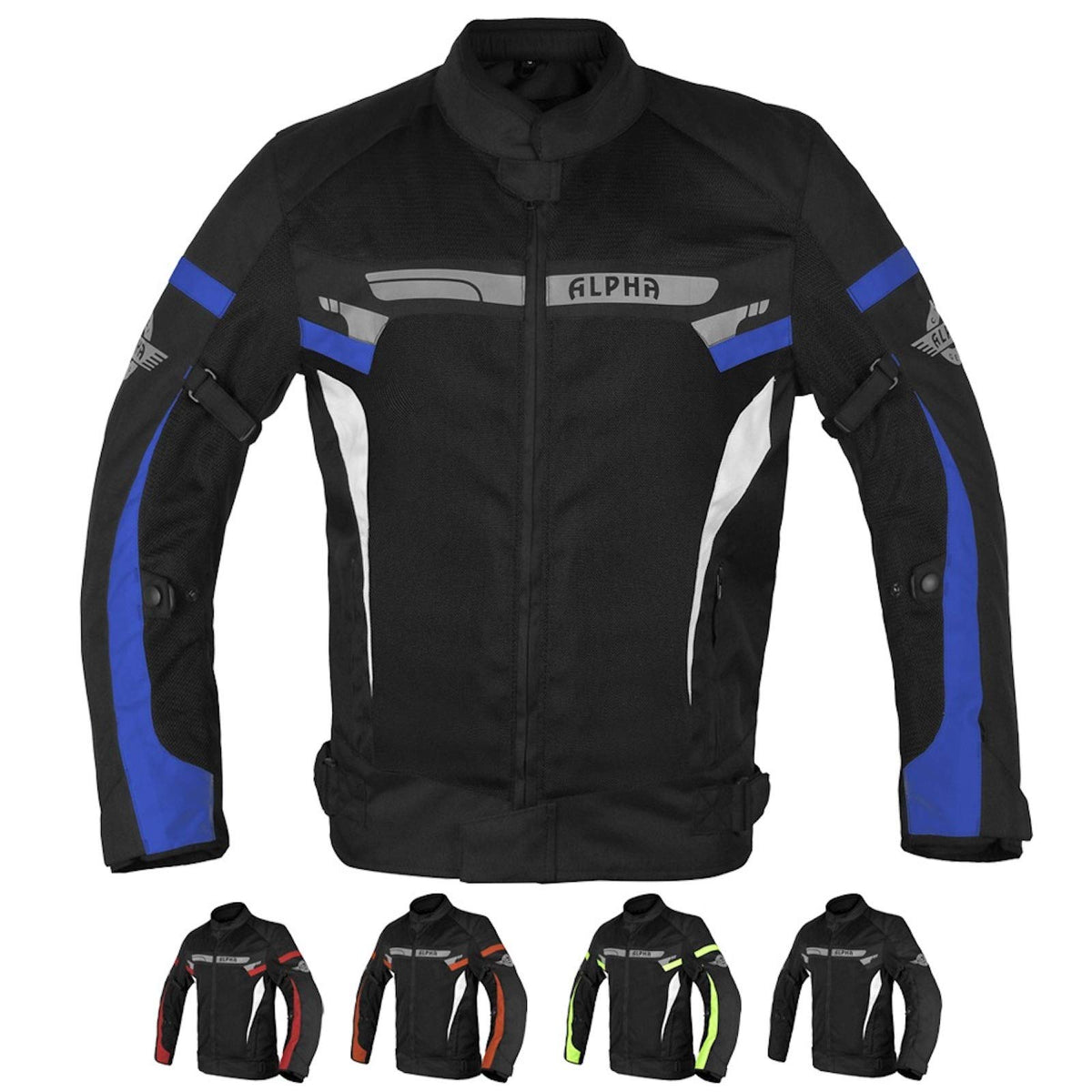 ALPHA CYCLE GEAR BREATHABLE BIKERS RIDING PROTECTION MOTORCYCLE JACKET MESH CE ARMORED (BLUE MOON, XXXX-LARGE)