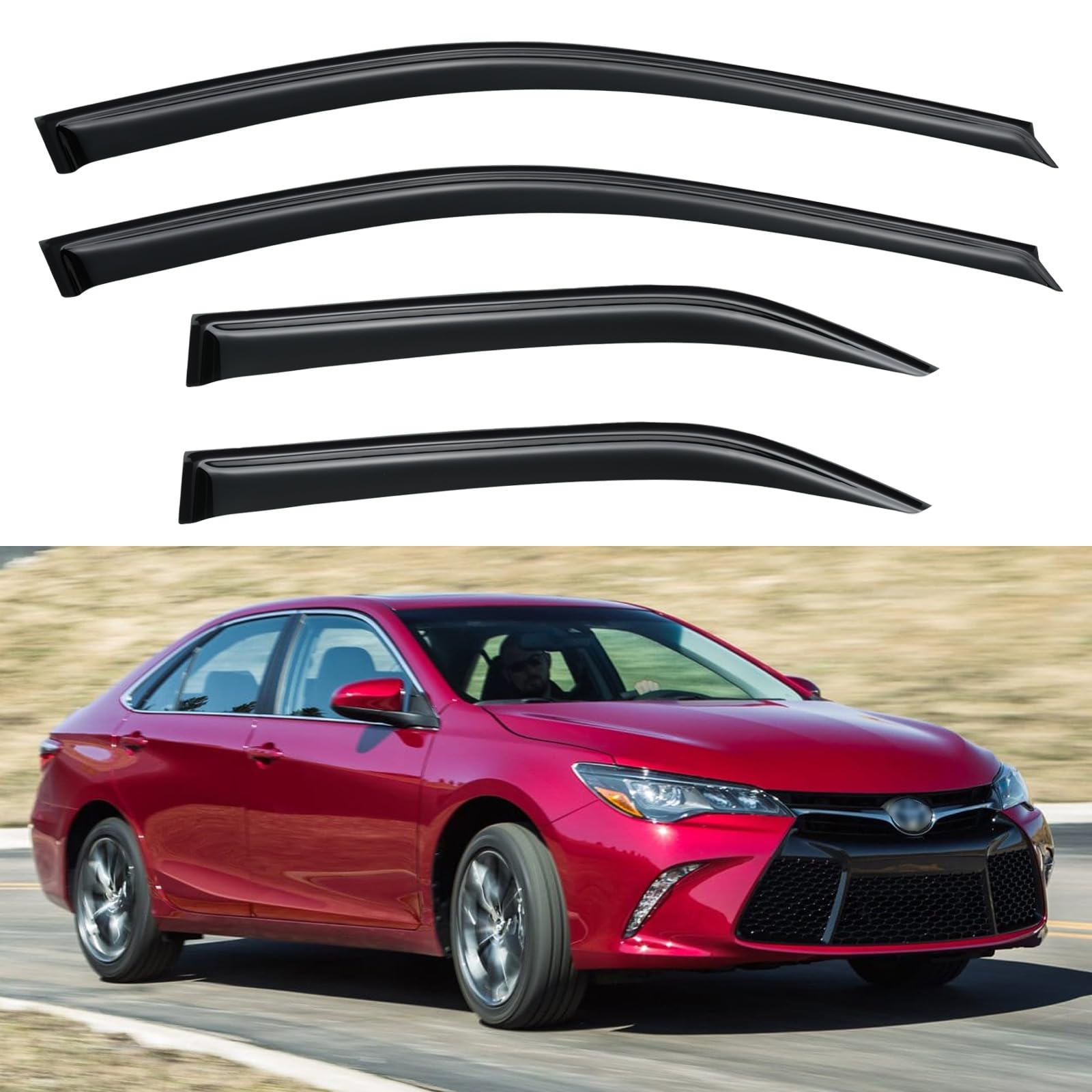 Window Visors Rain Guards Shield for 2012 2013 2014 Toyota Camry, Out-Channel Window Vent Wind Deflectors Visors Shades for 12 1