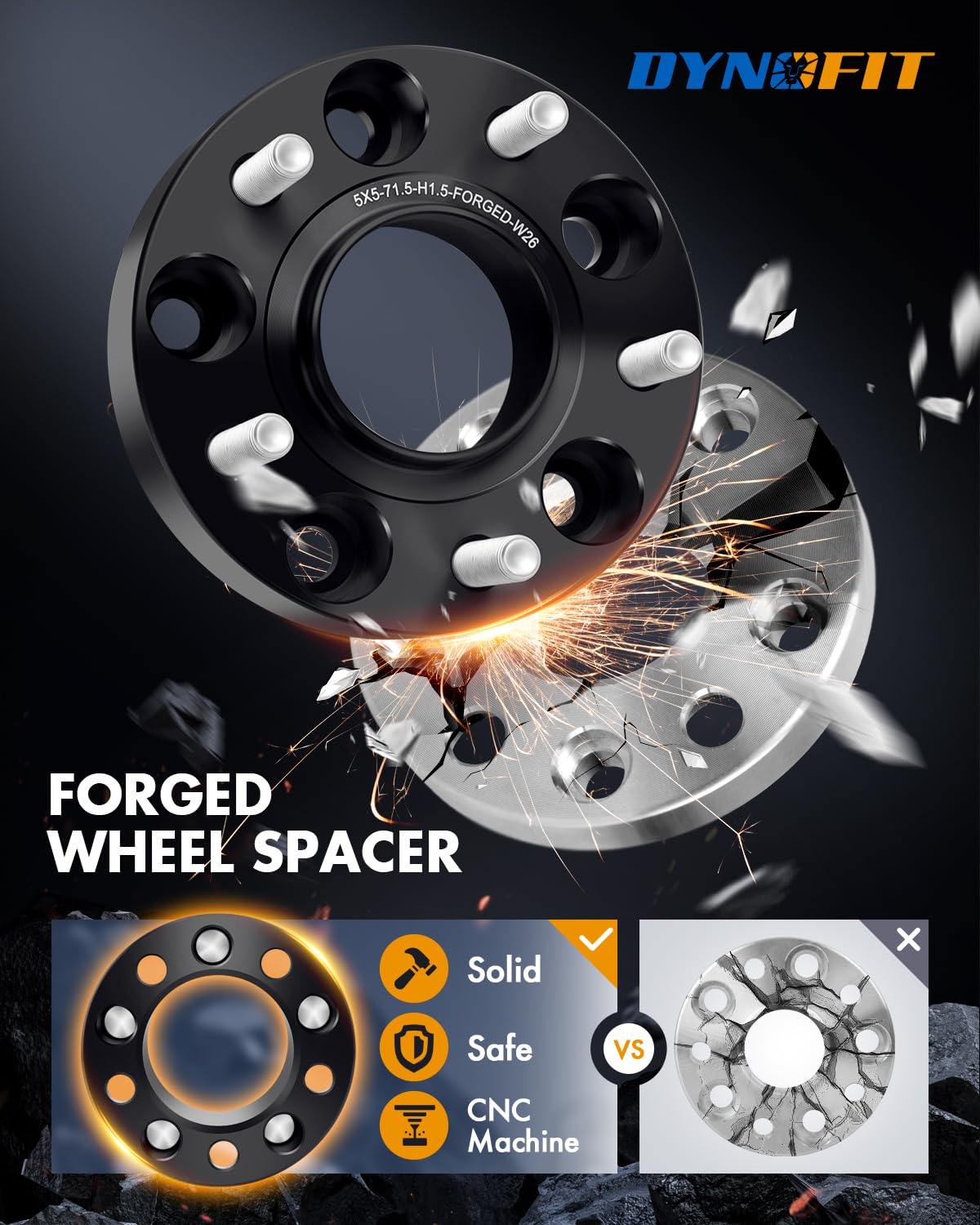 Dynofit 1.5'' 5X5 Wheel Spacers For 2007-2018 Jeep Wrangler Jk, 1999-2010 Grand Cherokee Wj Wk, 71.5Mm Hubcentric Wheel Spacers