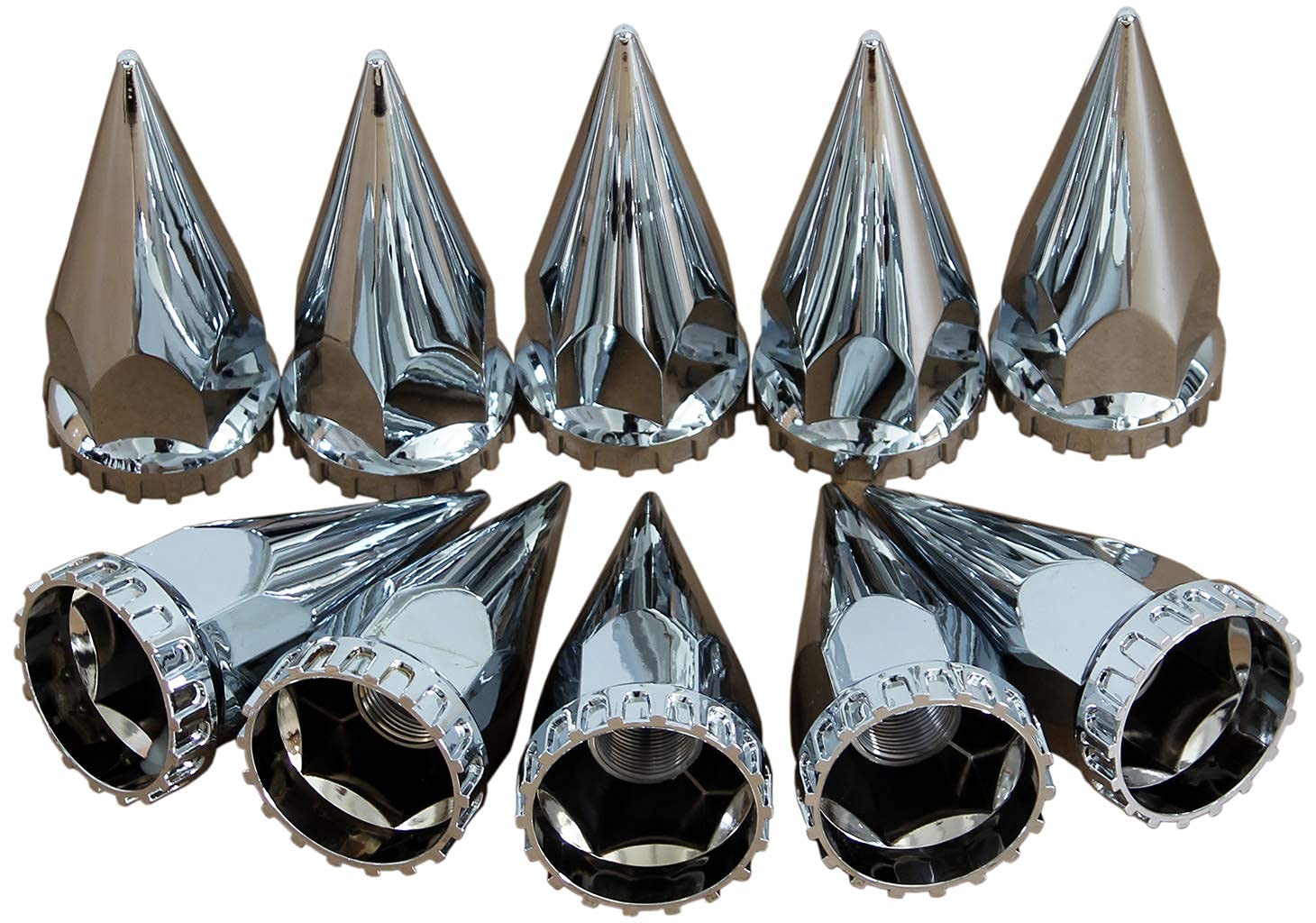 Mrjlk 33Mm Chrome Abs Plastic Screw-On Standard Or Spiked Lug Nut Covers Pack Of 10 (Spiked)