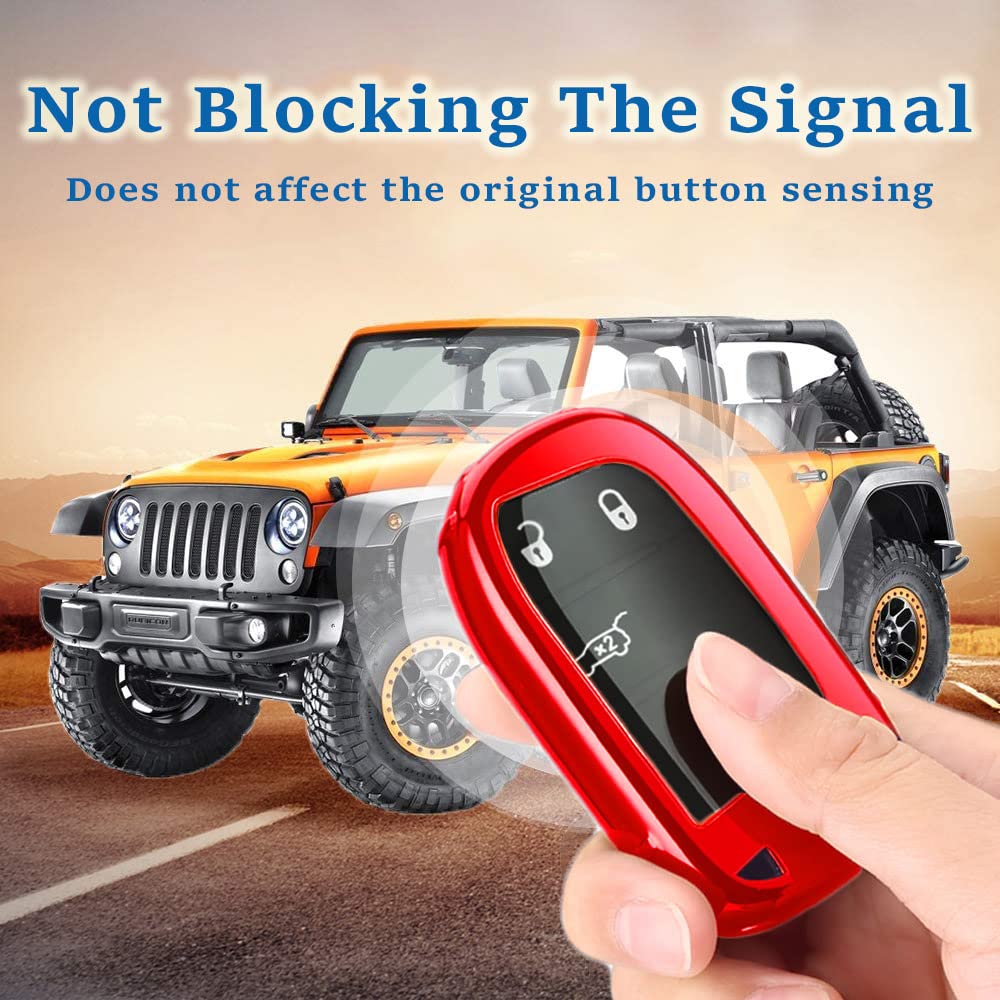 Qbuc For Jeep Key Fob Cover With Keychain Soft Tpu Key Fob Cas Dodge Durango Challenger Journey Dart Fiat Smart Key 200/300 Dodg