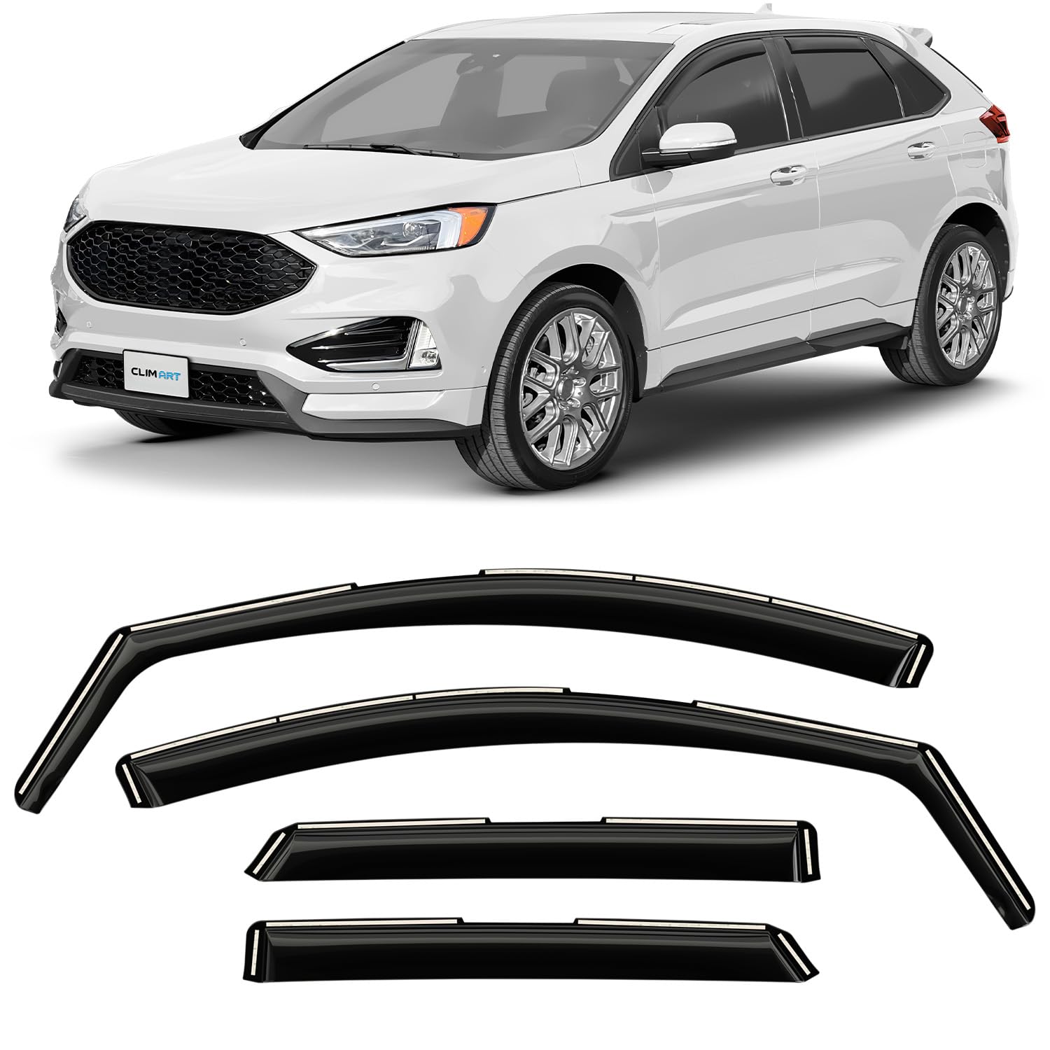Clim Art In-Channel Incredibly Durable Rain Guards For Ford Edge 2015-2025, Original Window Deflectors, Vent Window Visors, Vent