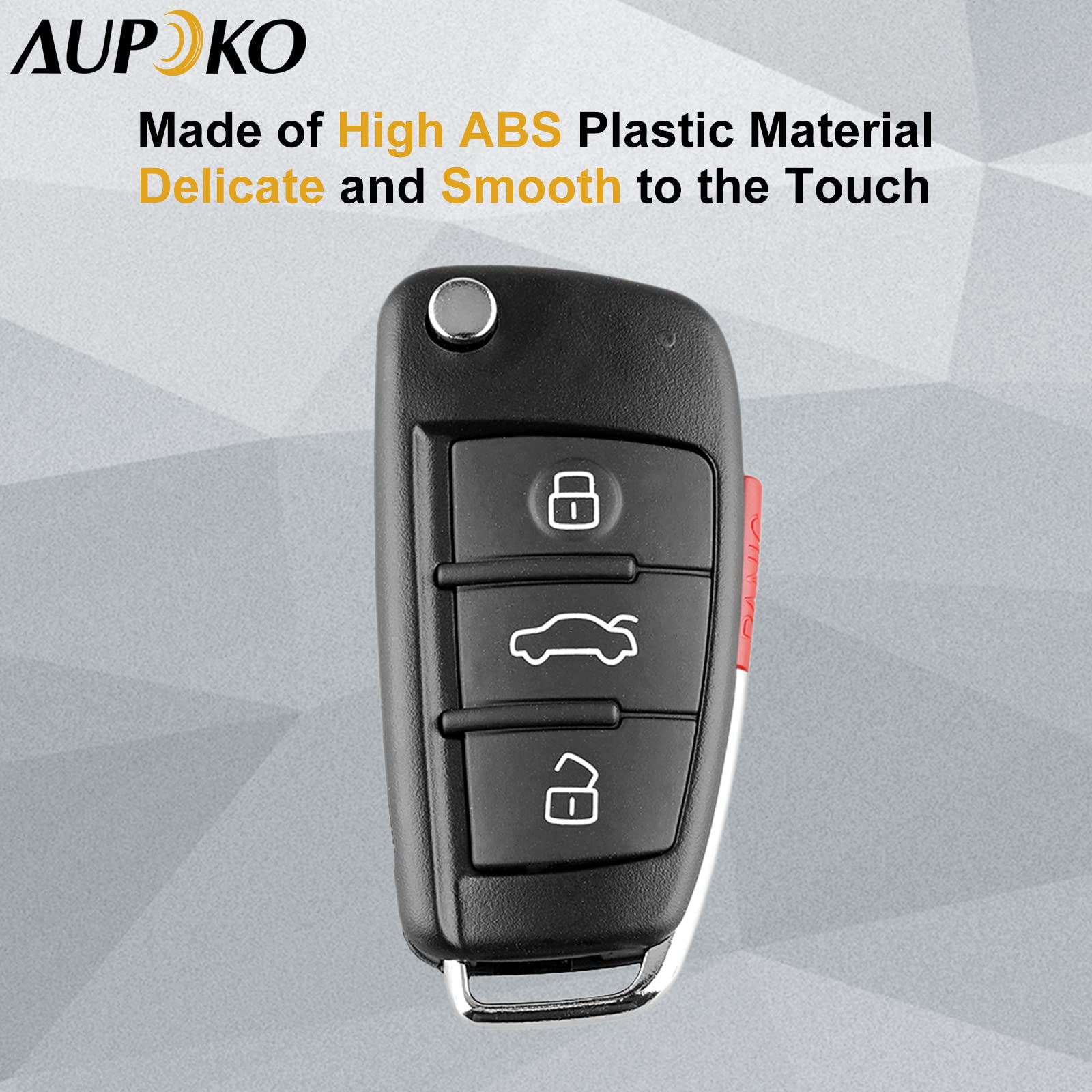 Aupoko Myt-4073A Remote Key Case, 3 Buttons Panic Replacement Key Shell Case, Replacement For A3 A4 A6 A8 Tt Q7 S6 Quattro