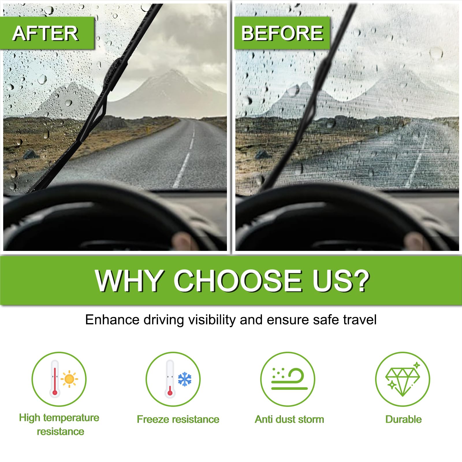 Parrati High Performance Premium All-Season Automotive Windshield Wipers With Rear Wiper Blades Replacement For 2015-2023 Renega