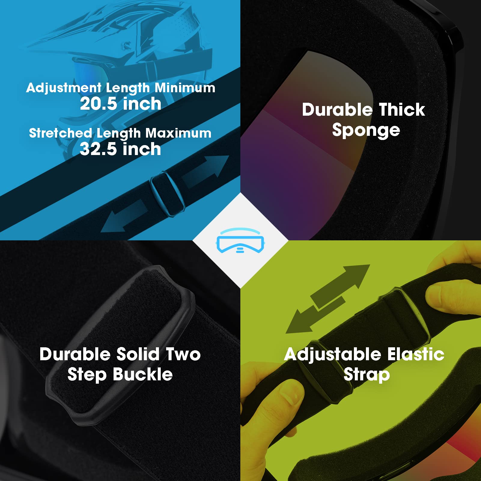 Mambaout Adult Off-Road Goggles, Wide Vision Motorcycle Goggles (2-Pack) for Men & Women