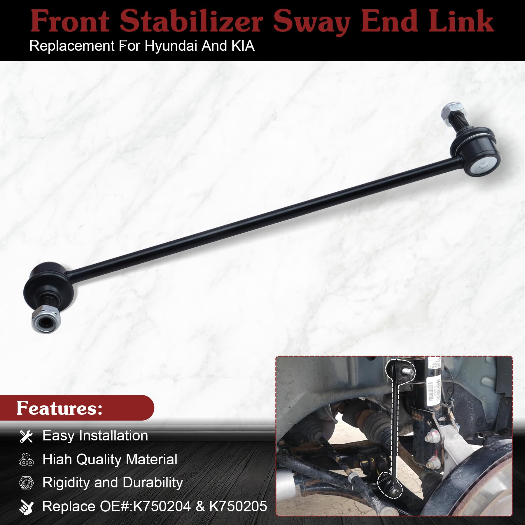 Stiueoav K750204 K750205 Sway Bar Link - Front Stabilizer End Link Compatible With 2007-2012 Hyundai Veracruz/Santa Fe?2011-2012