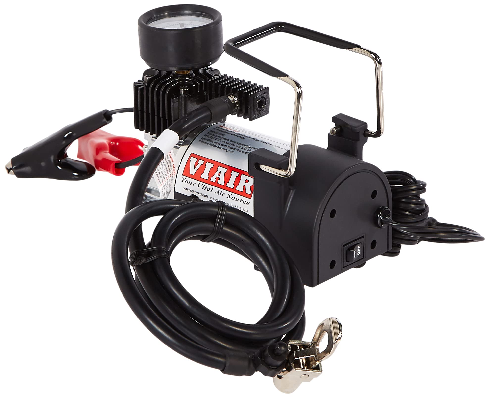 ViAir 90P - 00093 Portable Compressor Kit With Alligator Clamps, Tire Inflator, Tire Air Pump, 12V, 30 Min. @ 30 PSI, 120 PSI, F